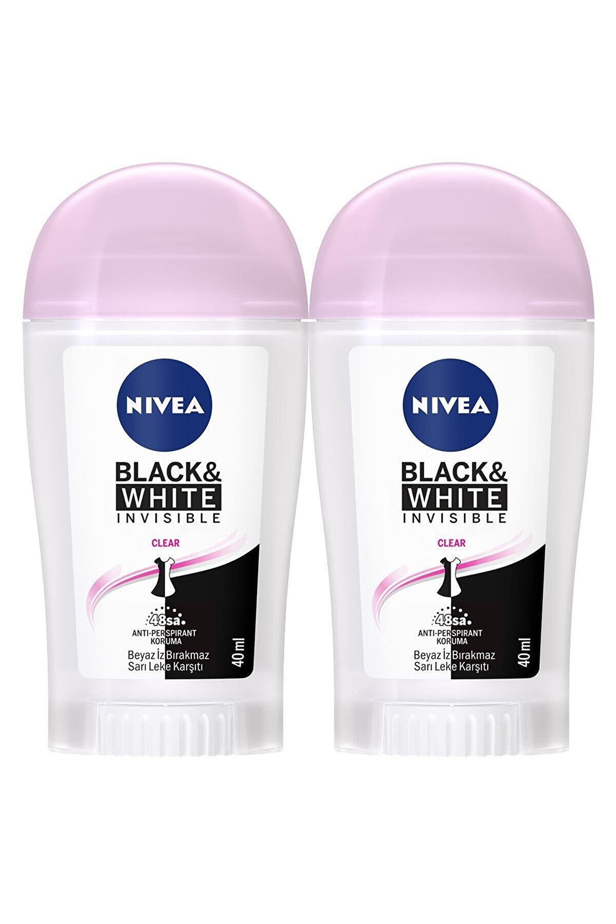 Nivea Kadın Stick Deodorant Black&white Invisible Clear 48 Saat Anti-perspirant Koruma 40ml X2 Adet