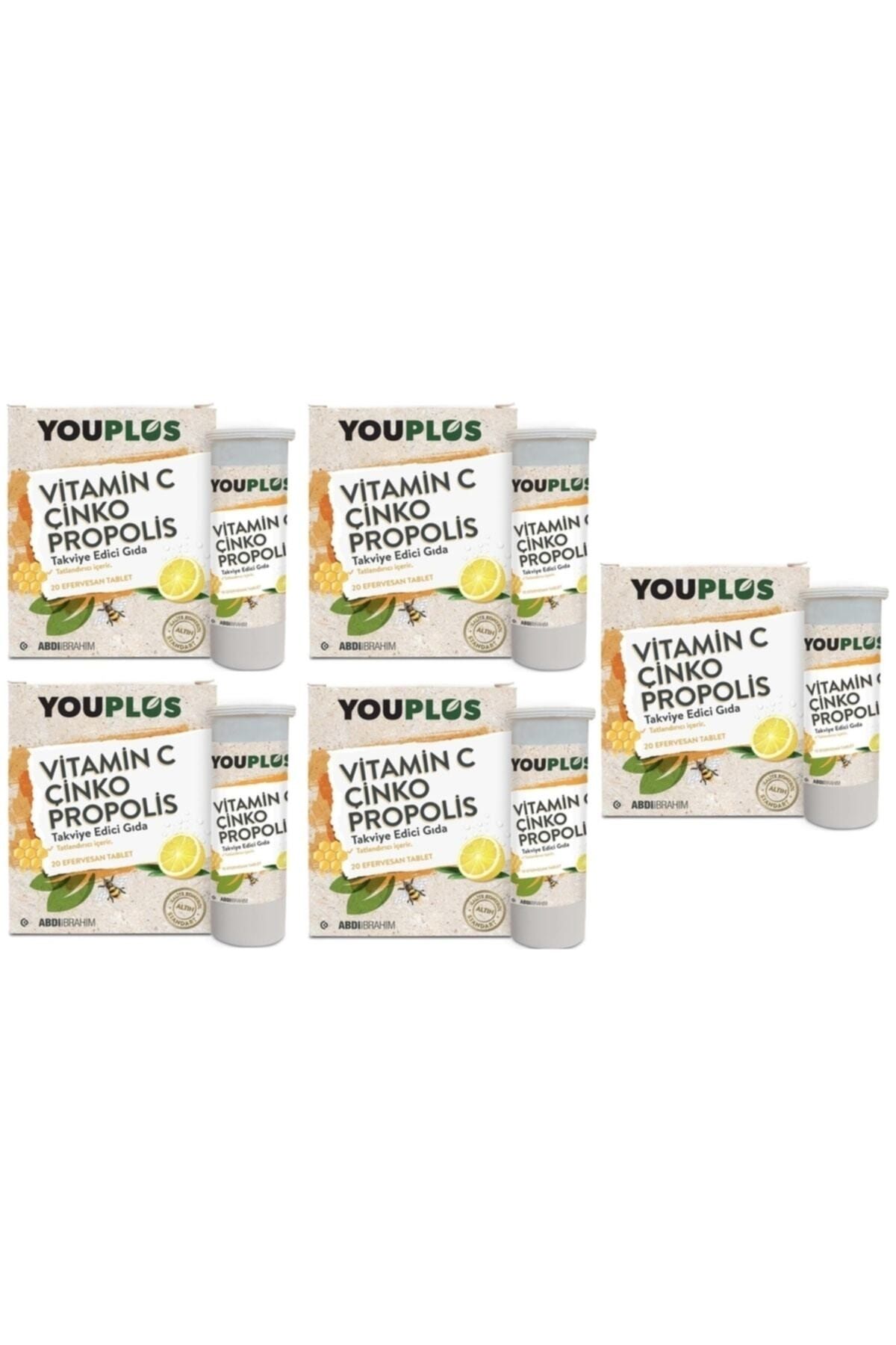 ABDİİBRAHİM Youplus Vitamin C Çinko Propolis 20 Efervesan Tablet 5 Adet