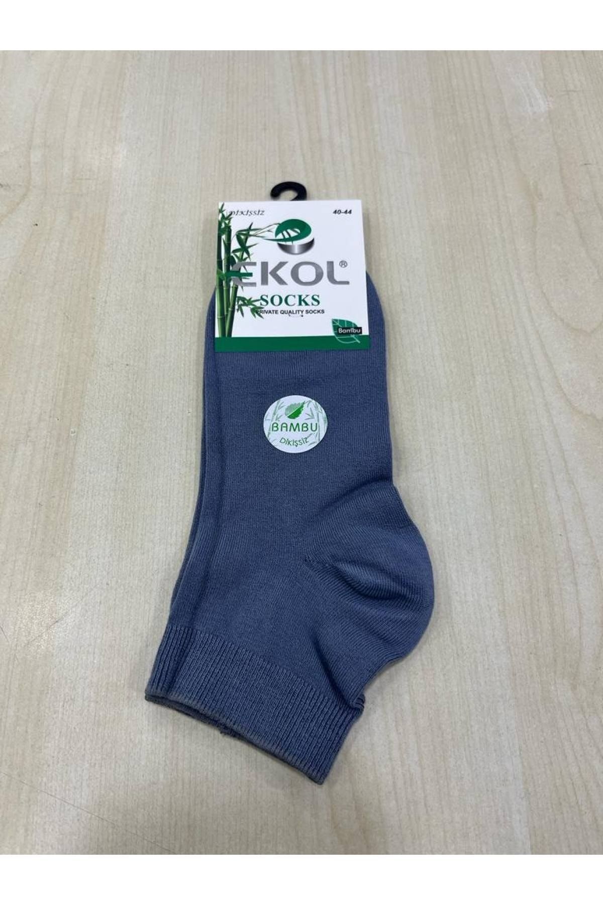 EKOL SOCK'S Erkek Açık Gri Bambu 6'lı Patik Çorap