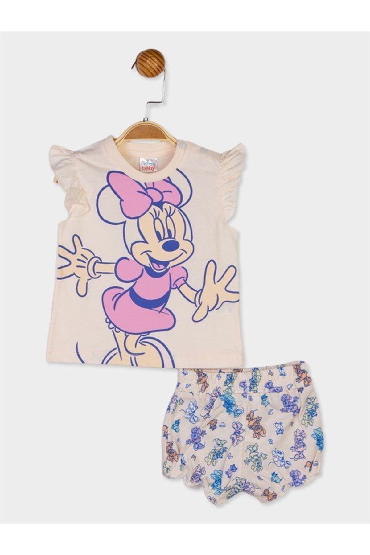 DİSNEY Minnie Mouse Lisanslı Kız Bebek Tişört Ve Şort 2'li Takım
