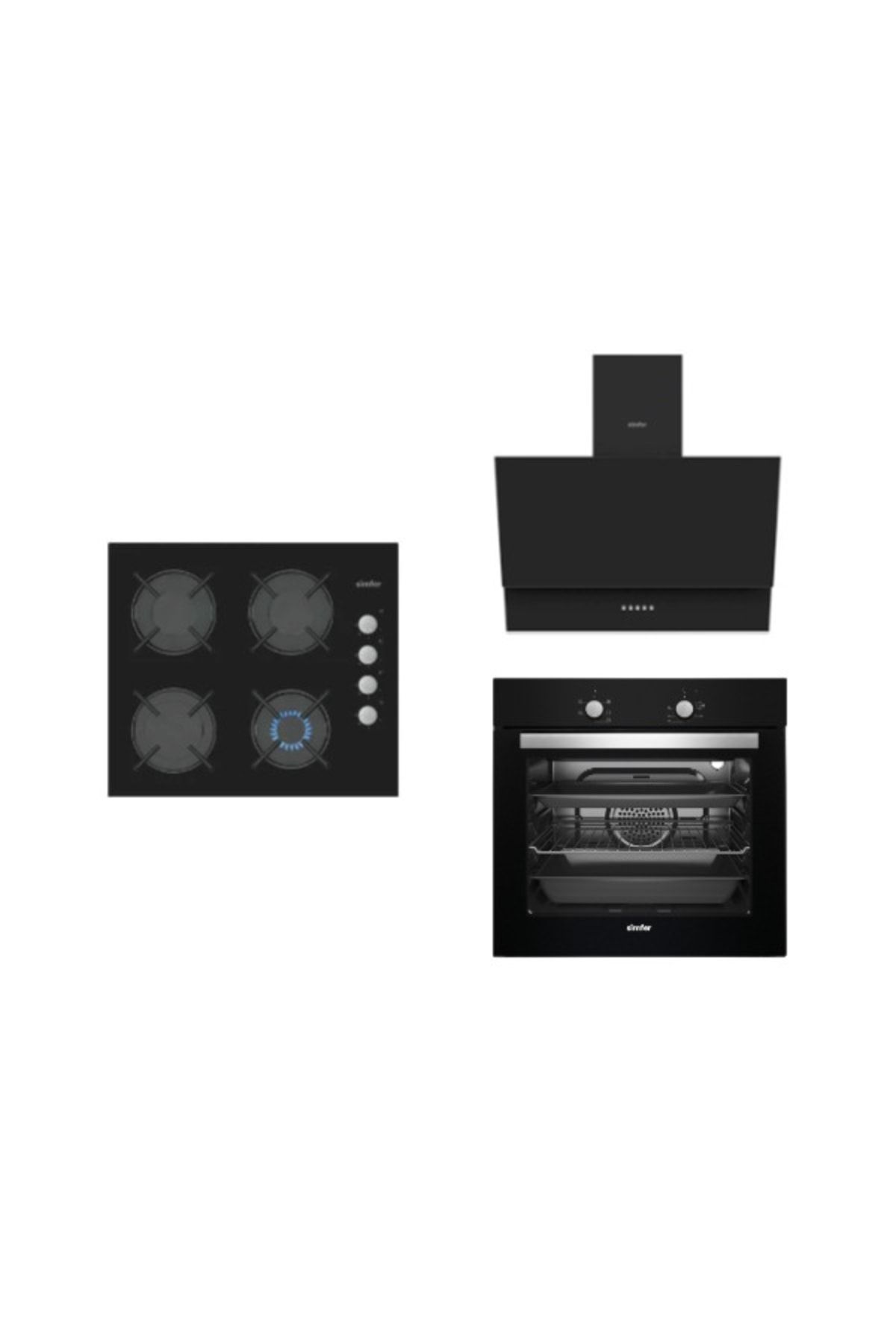 Simfer Siyah Cam Turbo Eko Ankastre Set 1 ( 7350 + 3500 + 8708)