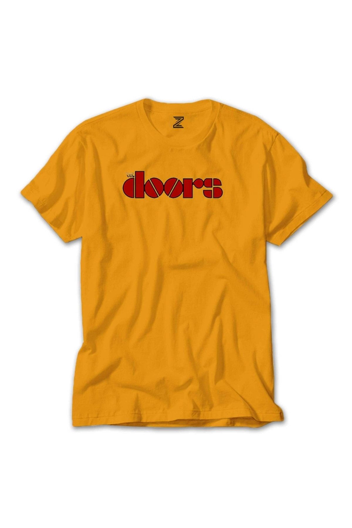 Z zepplin The Doors Logo Red Sarı Tişört