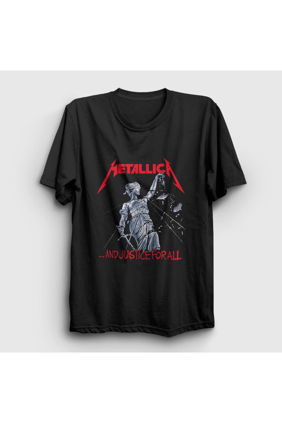 Presmono Unisex Siyah Lady Justice Metallica T-shirt 66923tt