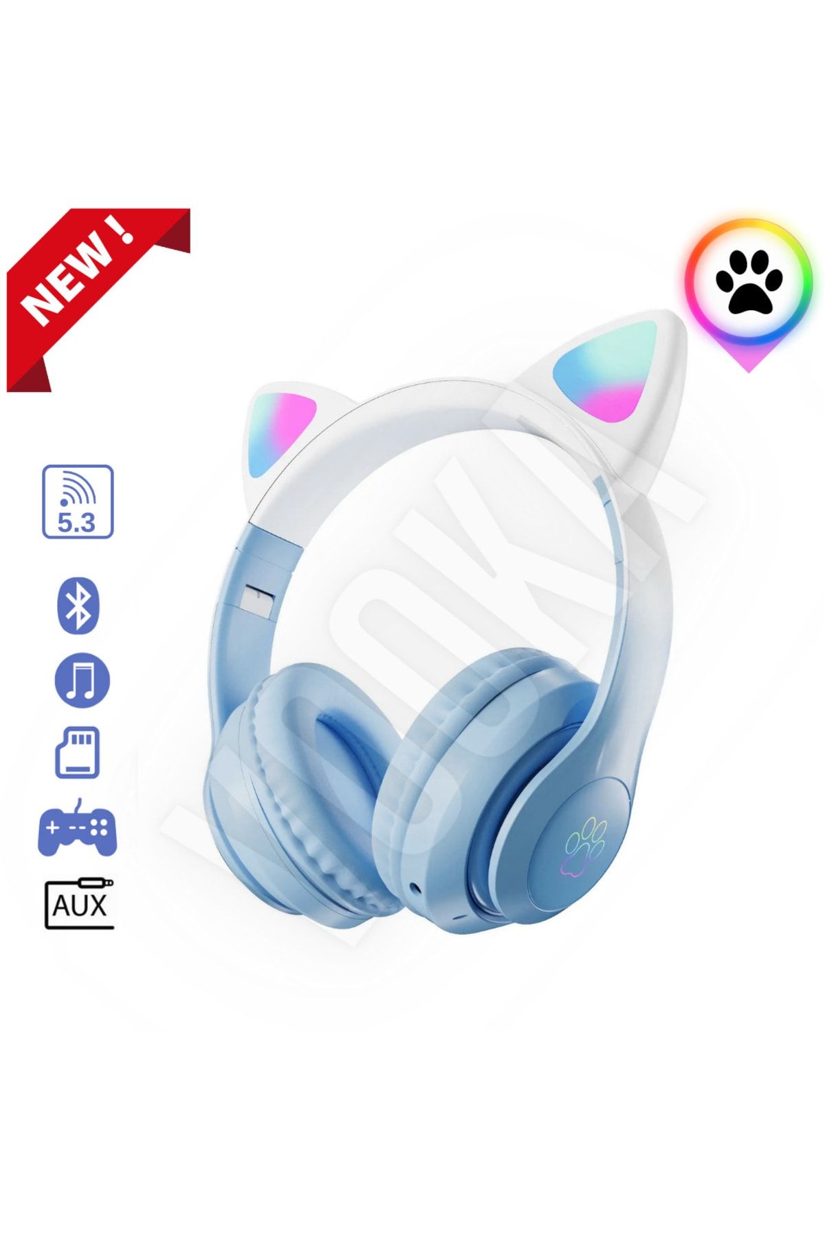 VOOKA Toygo Kedi Kulaklık Pro 5.3 Akıllı Rgb Led Detaylı Bluetooth Kablosuz Kulaklık Çocuk