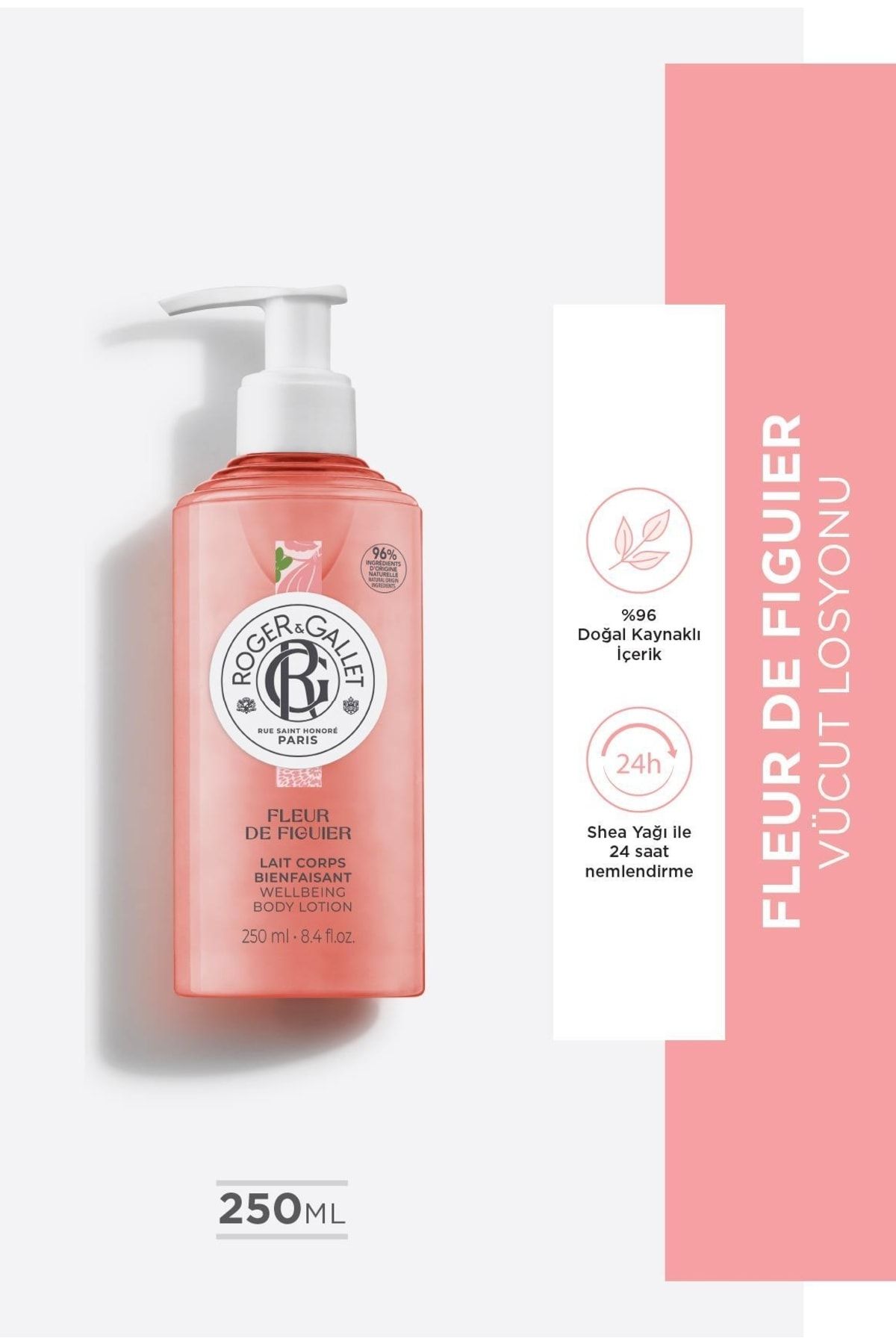 Roger&Gallet Fleur De Figuier Shea ve Incir Özlü Canlandırıcı 24 Saat Nemlendirici Vücut Losyonu 250 ml