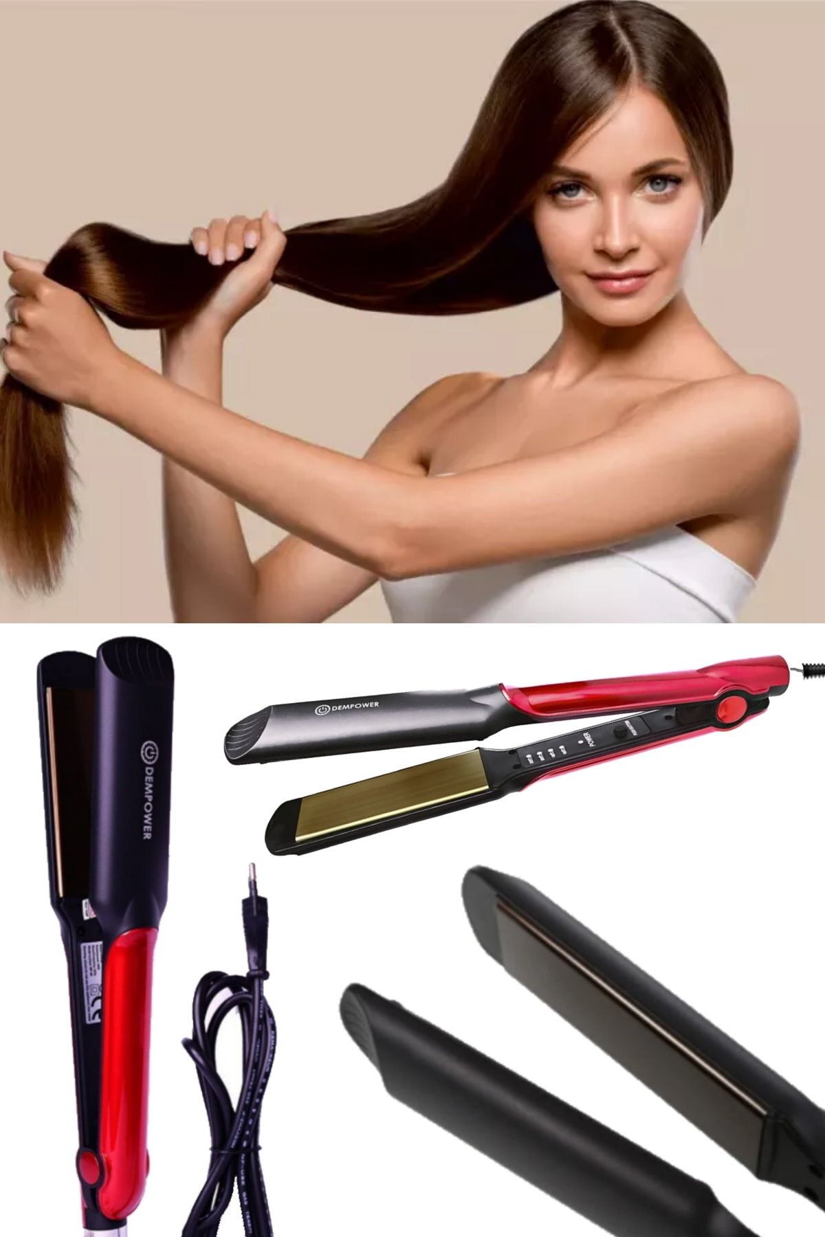 Utelips Profesyonel Saç Düzleştirici Kıvırıcı Saç Düz Demir Saç Düzleştirme Kıvırma 4 Kademeli 220 Decere