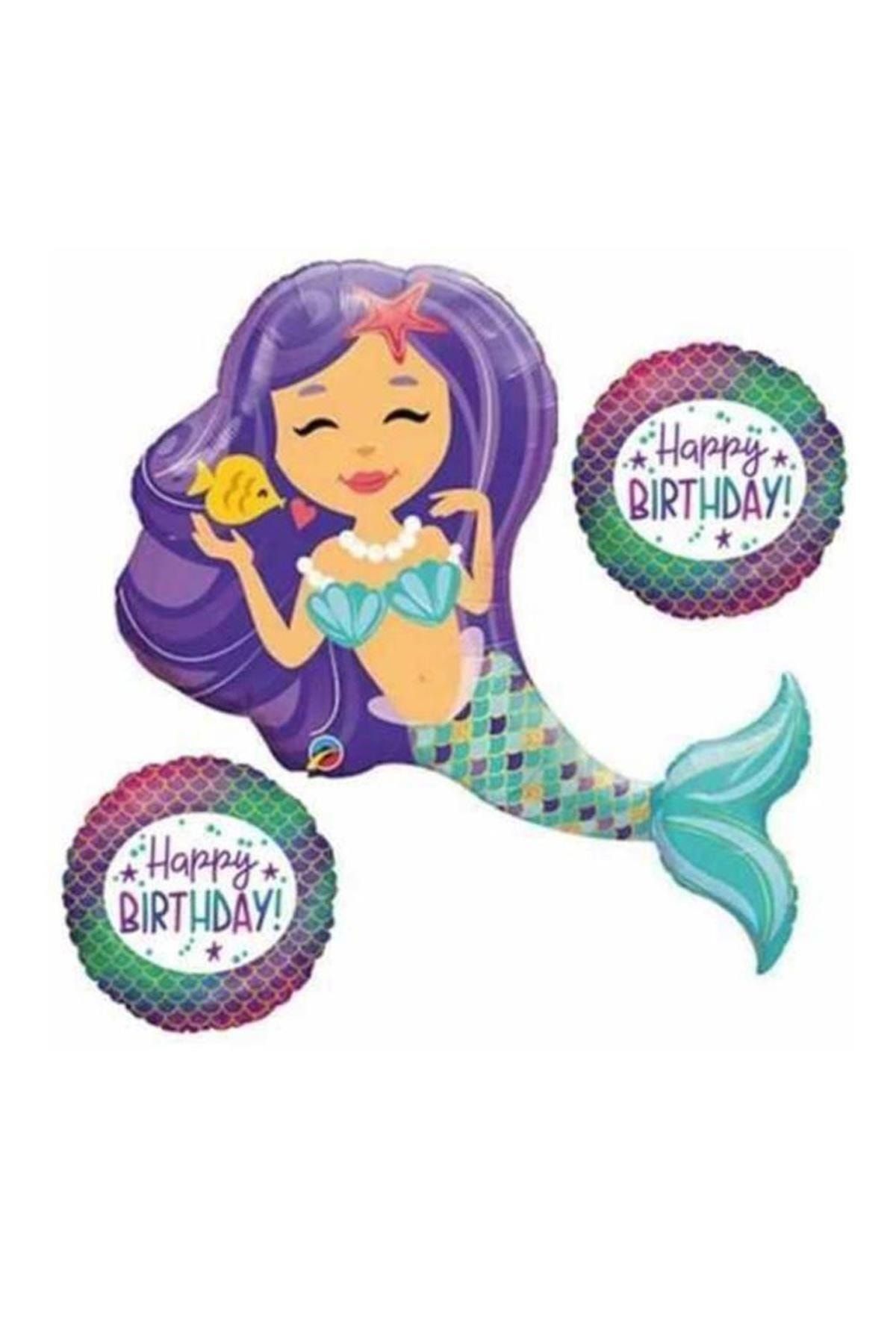 Le Mabelle Lila Deniz Kızı Happy Birthday Balon Set
