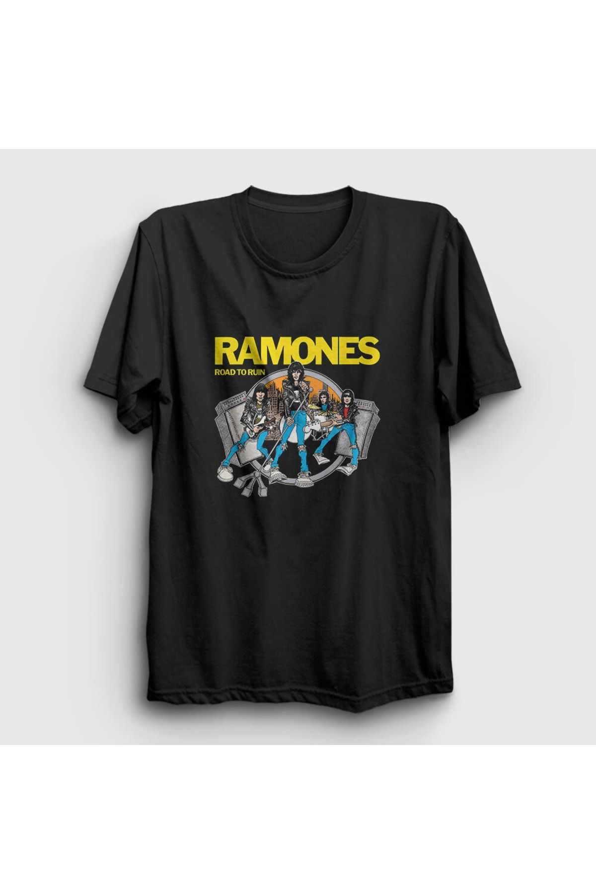 Presmono Unisex Siyah Road To Run Ramones T-shirt 170393tt
