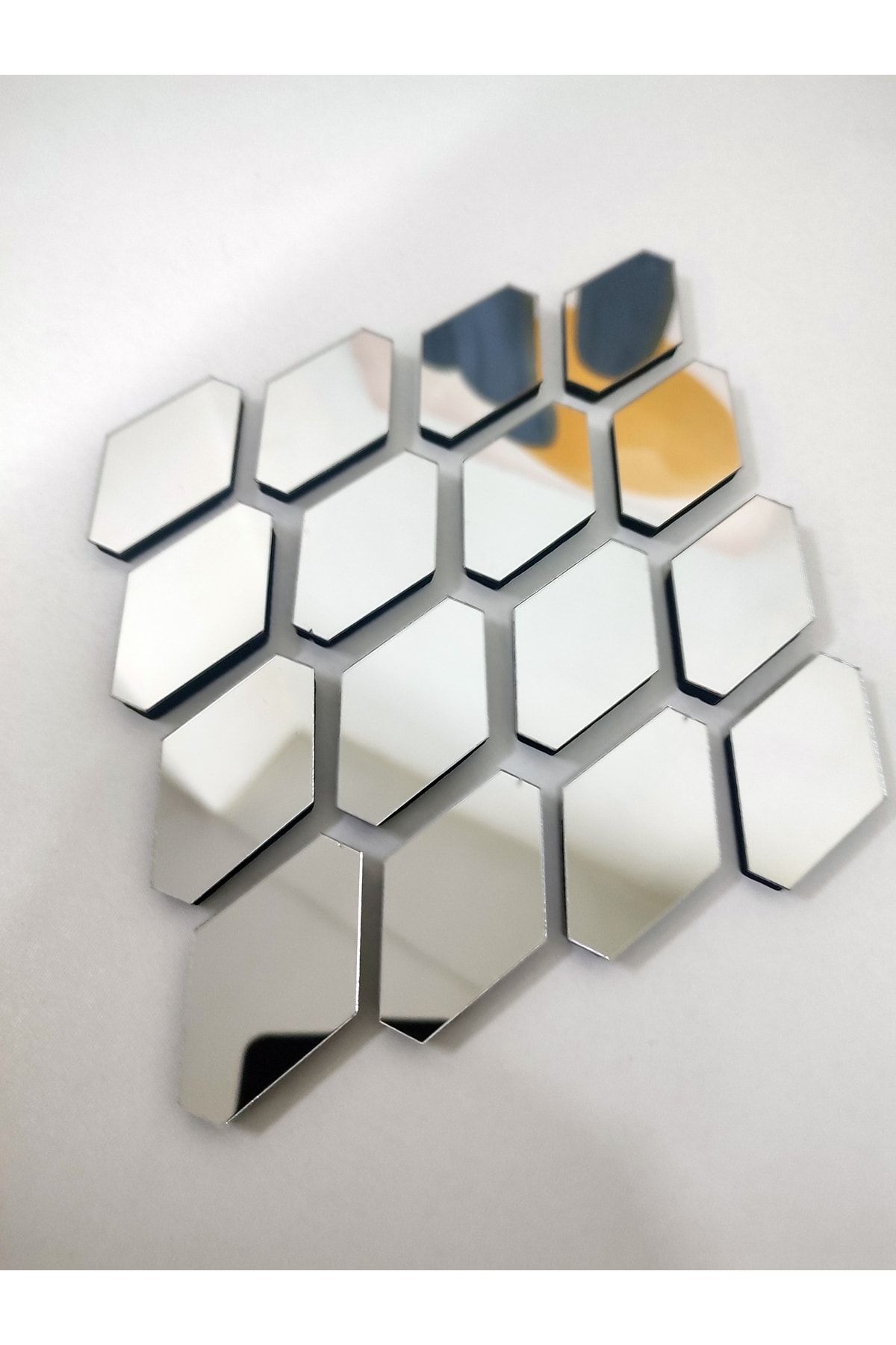 Wooden Factory Diamond Pleksi Dekoratif Antre Banyo Süs Mozaik Ayna 50 Adet