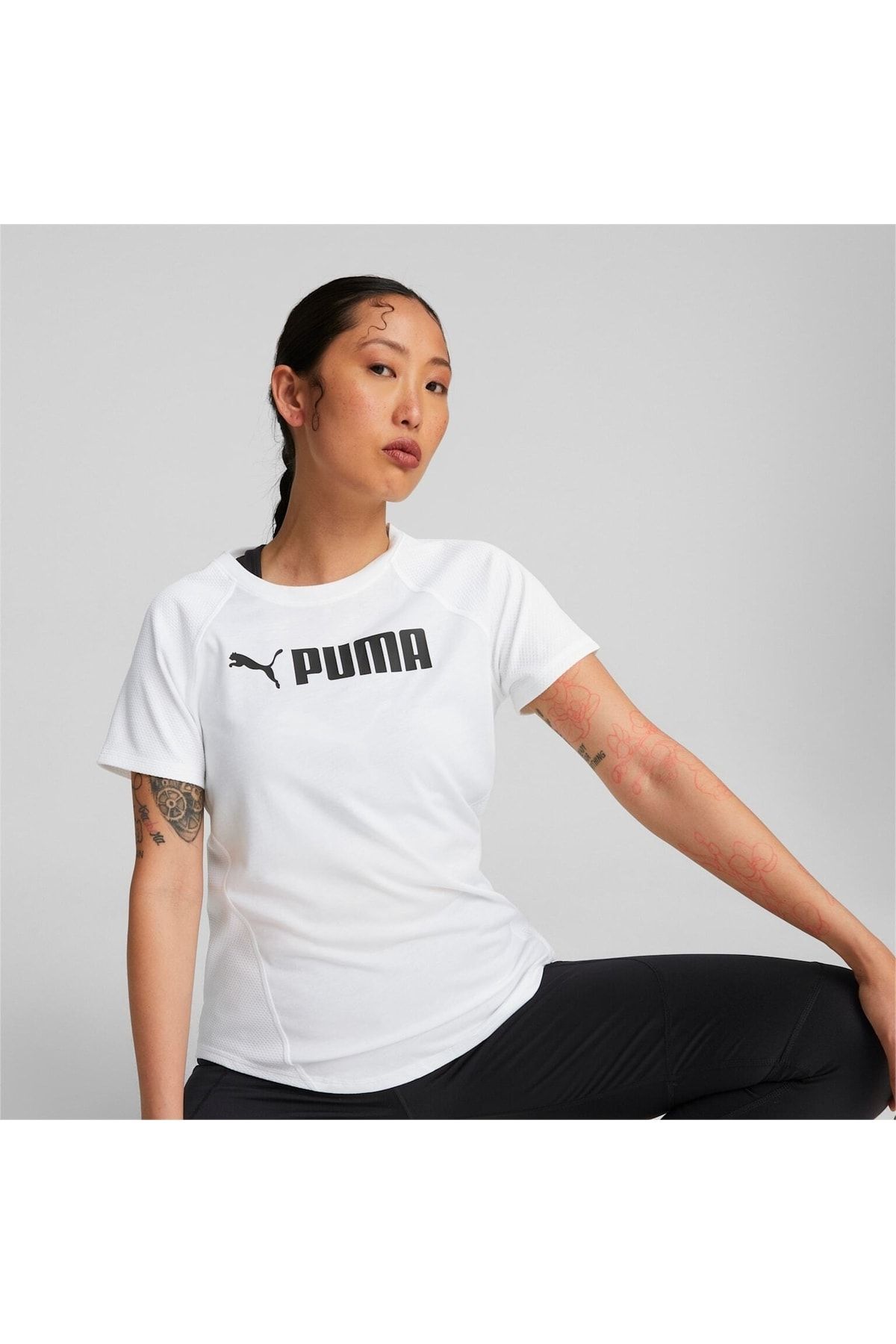 Puma Fit Logo Beyaz Beyaz Tişört (522181-02)