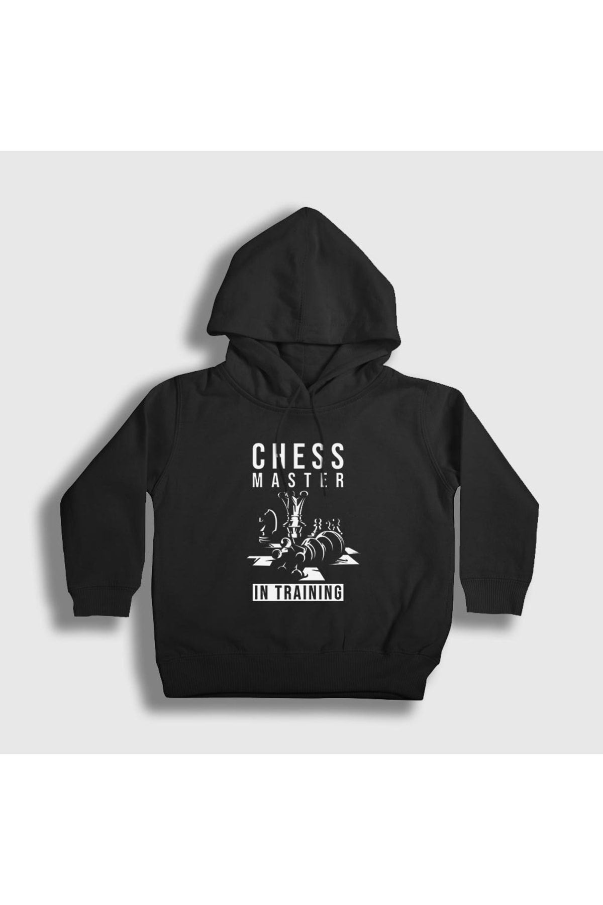 Presmono Unisex Çocuk Siyah Chess Master In Training Satranç Kapüşonlu Sweatshirt 331638tt