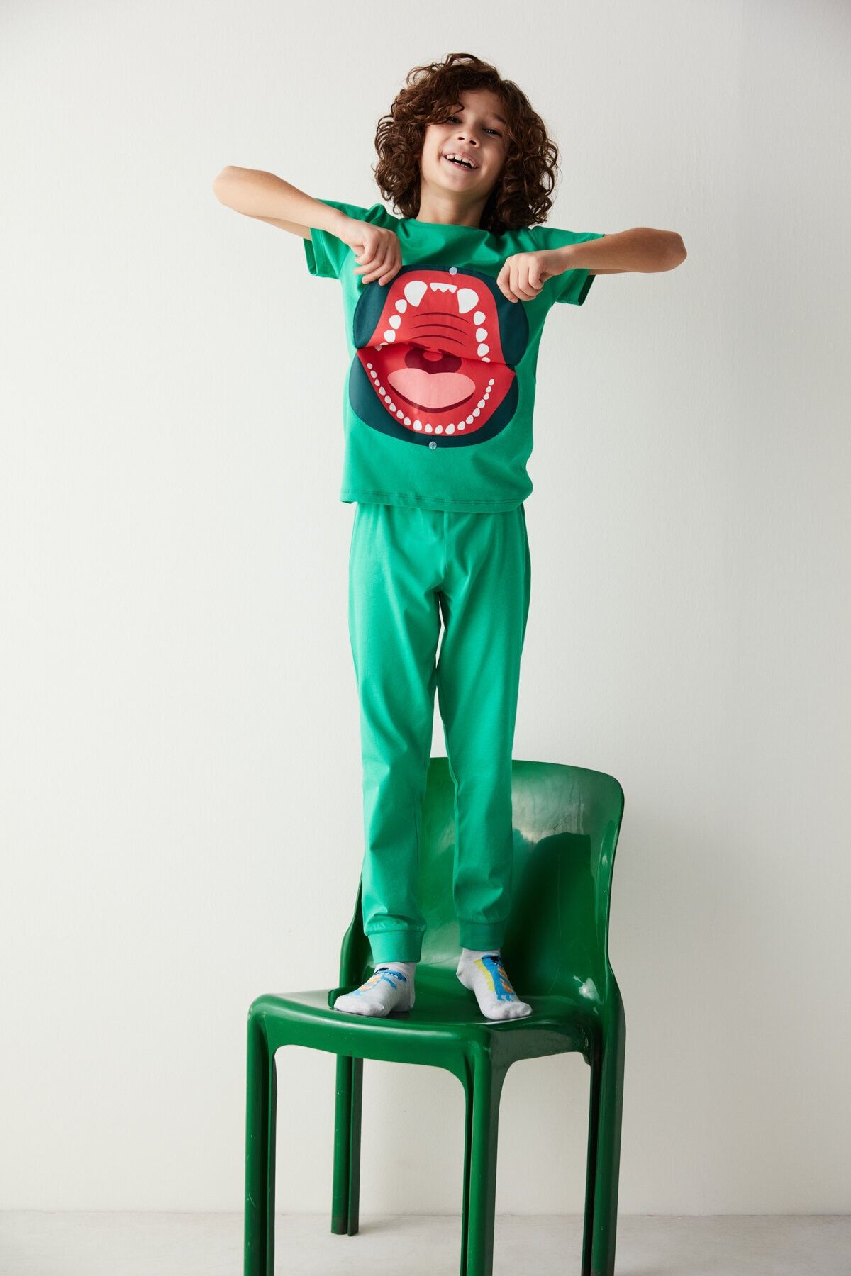 Penti Yeşil Erkek Çocuk Kükreme Figürlü Pijama Takımı