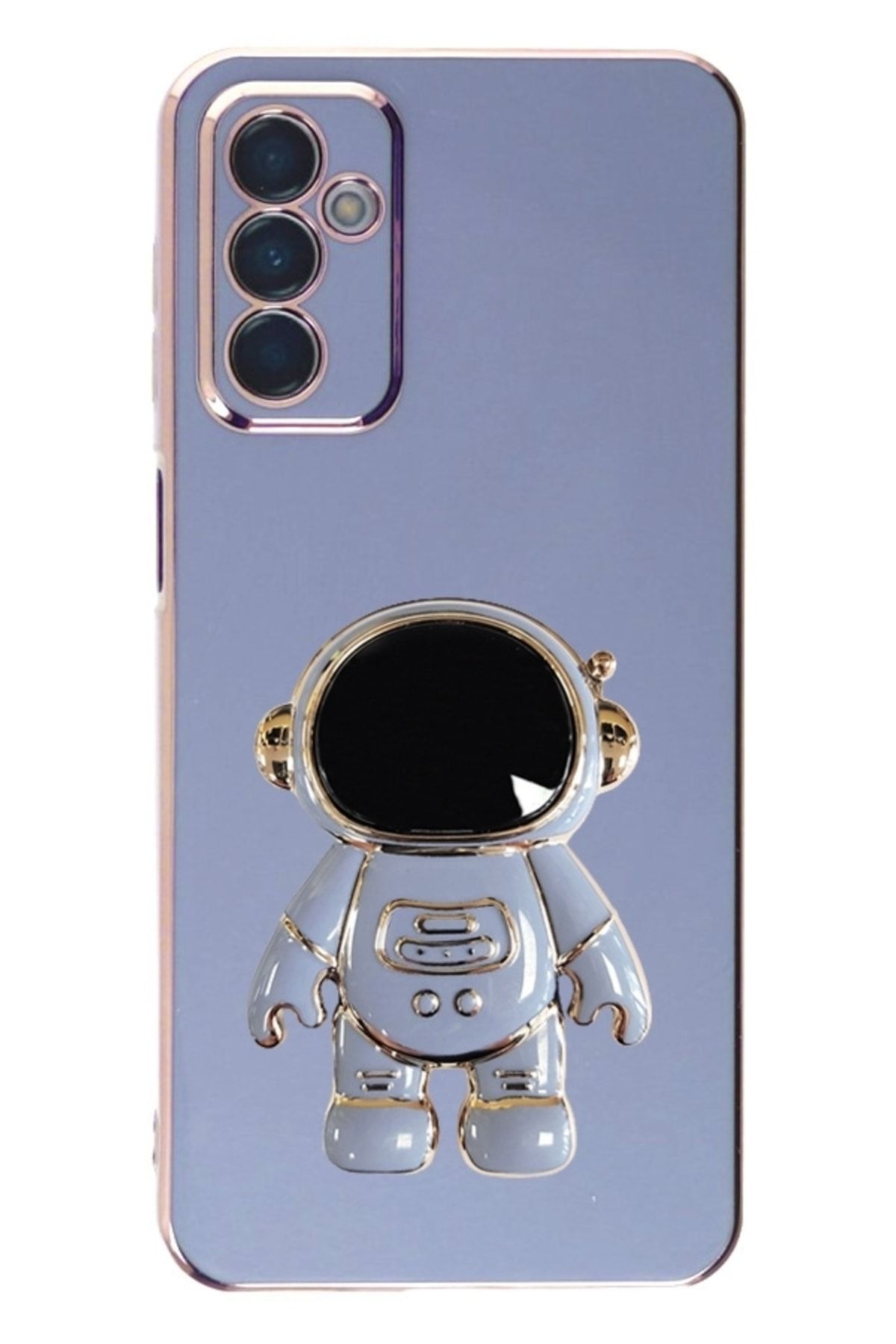 Eiroo Astronot Samsung Galaxy M23 Standlı Mavi Silikon Kılıf