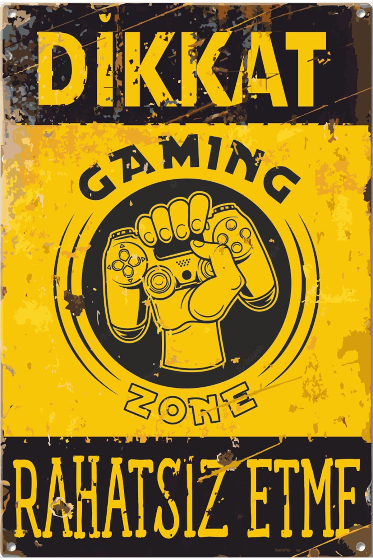 Hayat Poster Dikkat Rahatsız Etme Gamer Oyuncu Uyarı Levhası Retro Ahşap Poster
