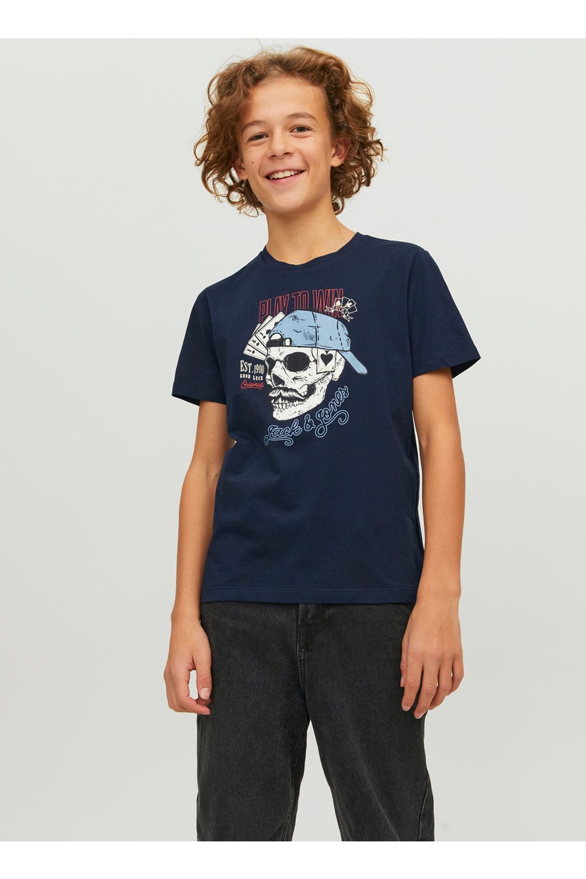 Jack & Jones Desenli Mavi Erkek T-shirt 12230630