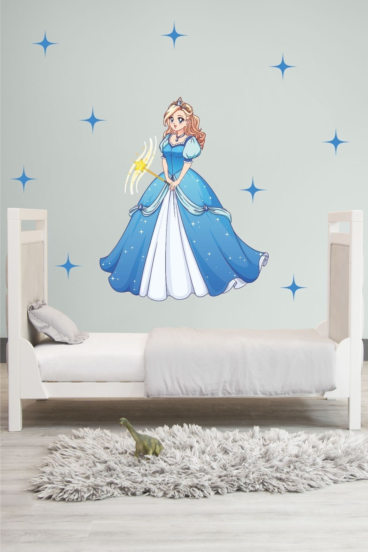 Tasarım Ada'sı Anime Prenses Mavi Dekoratif Çocuk Odası Sticker