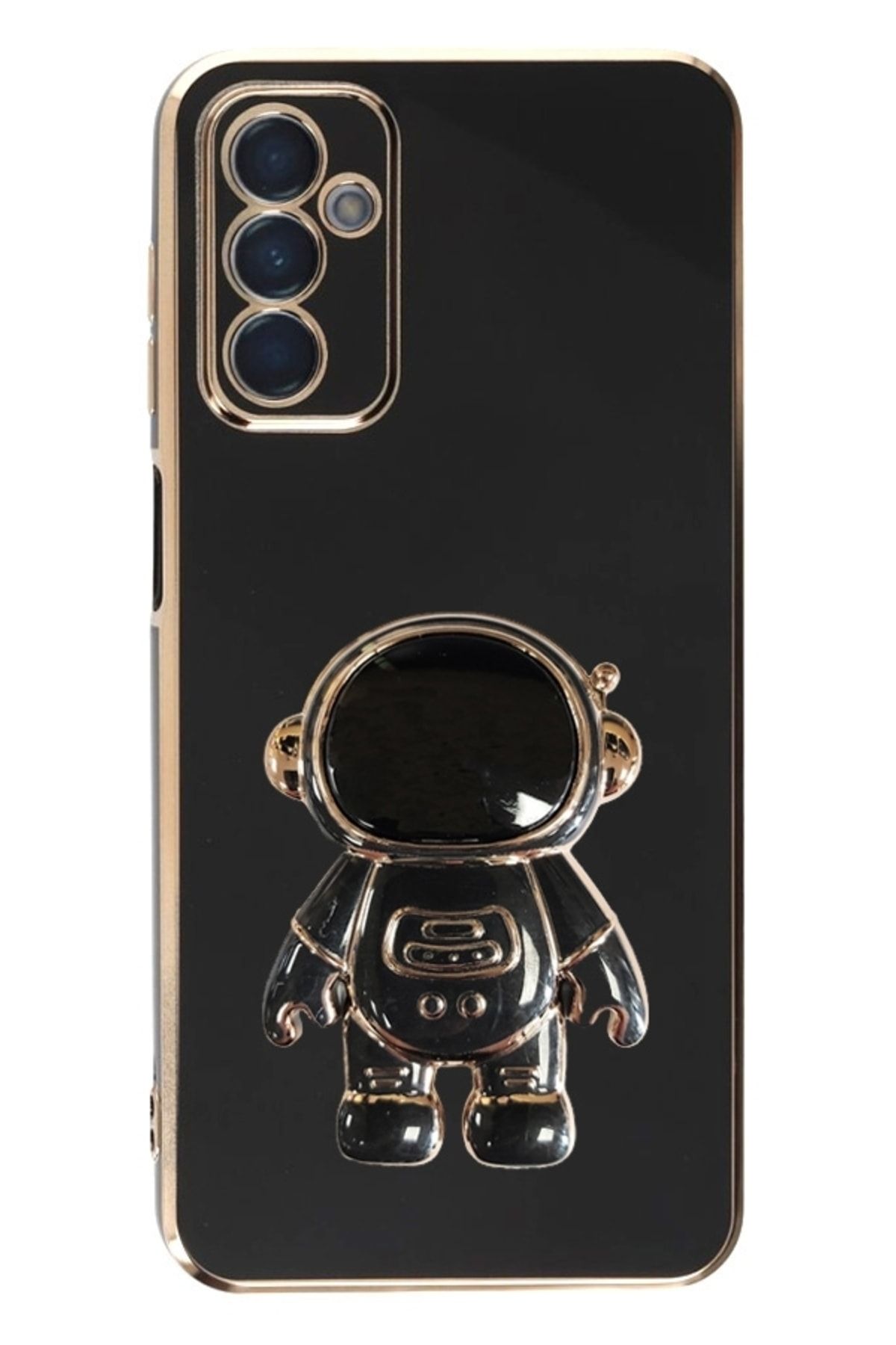 Eiroo Astronot Samsung Galaxy M23 Standlı Siyah Silikon Kılıf