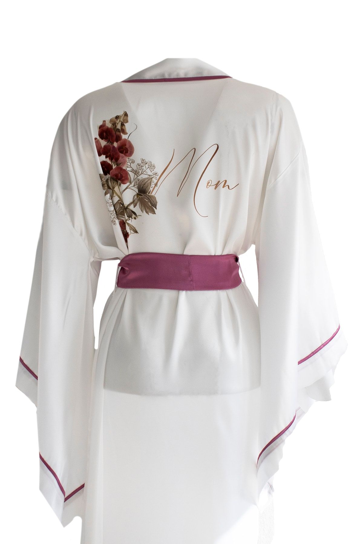 Mita Concept Beyaz Saten Anne Kimonosu