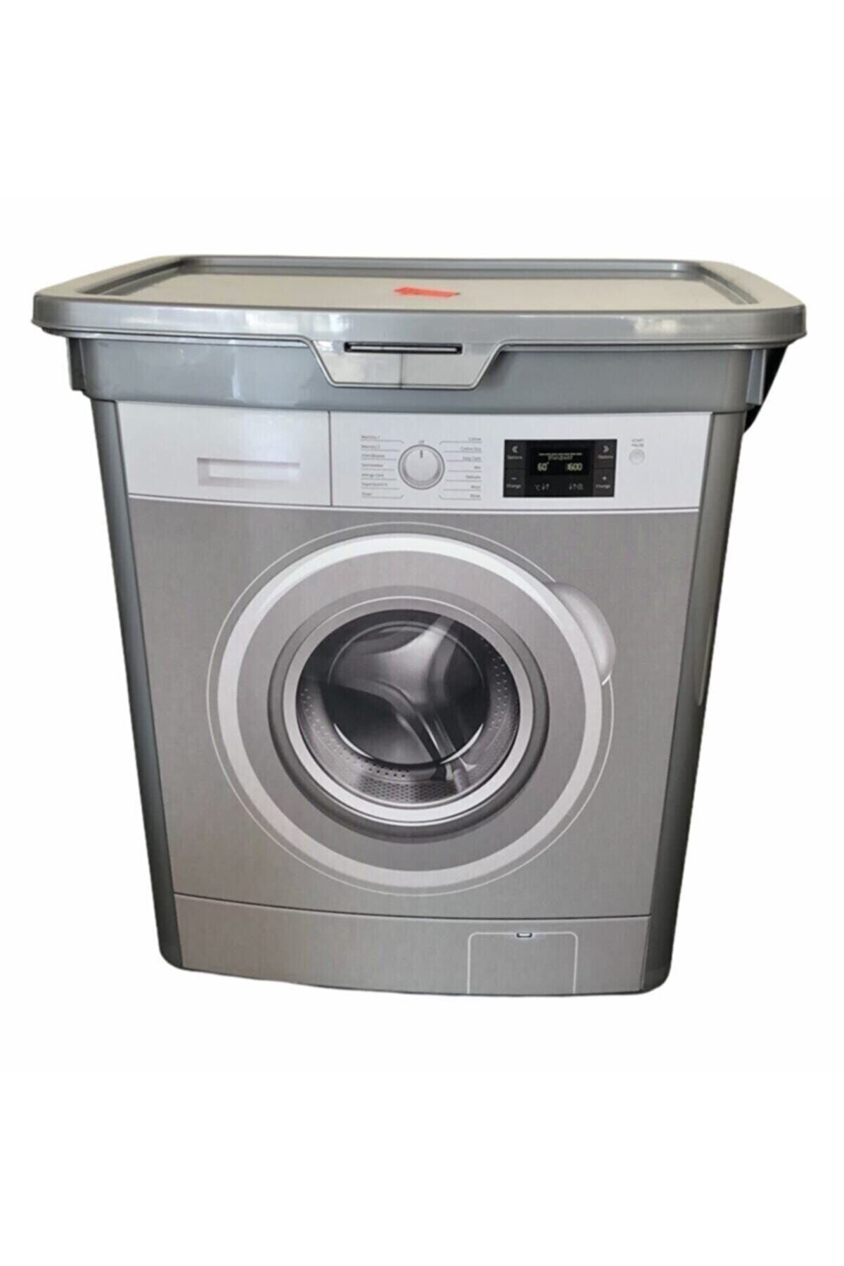 Alamut Home Çamaşır Makinesi Görünümlü Kapaklı Deterjanlık Taşınabilir Deterjan Saklama Kutusu 6 Lt