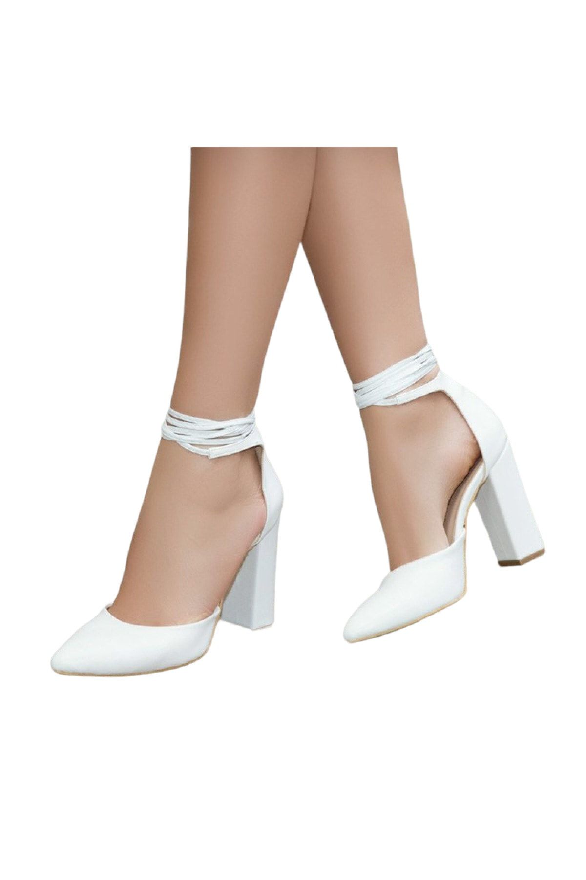 Stella Pendenza Hakiki Deri 9 Cm Bilek Bağlamalı Topuklu Kadın Stiletto Ayakkabı