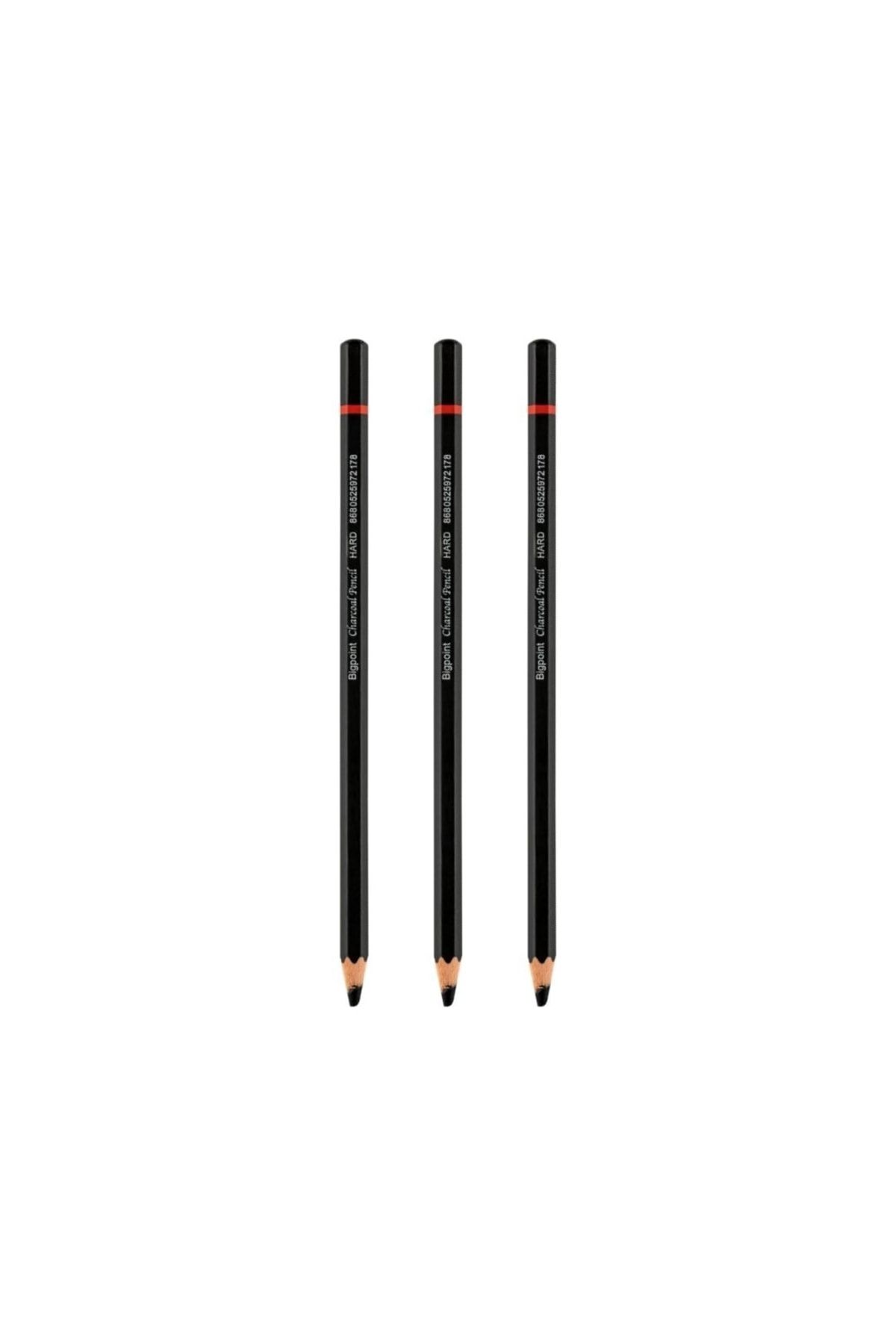 Bigpoint Charcoal Pencil Kömür Kalemi (7.2mm X 175mm) 3'lü Hard Set