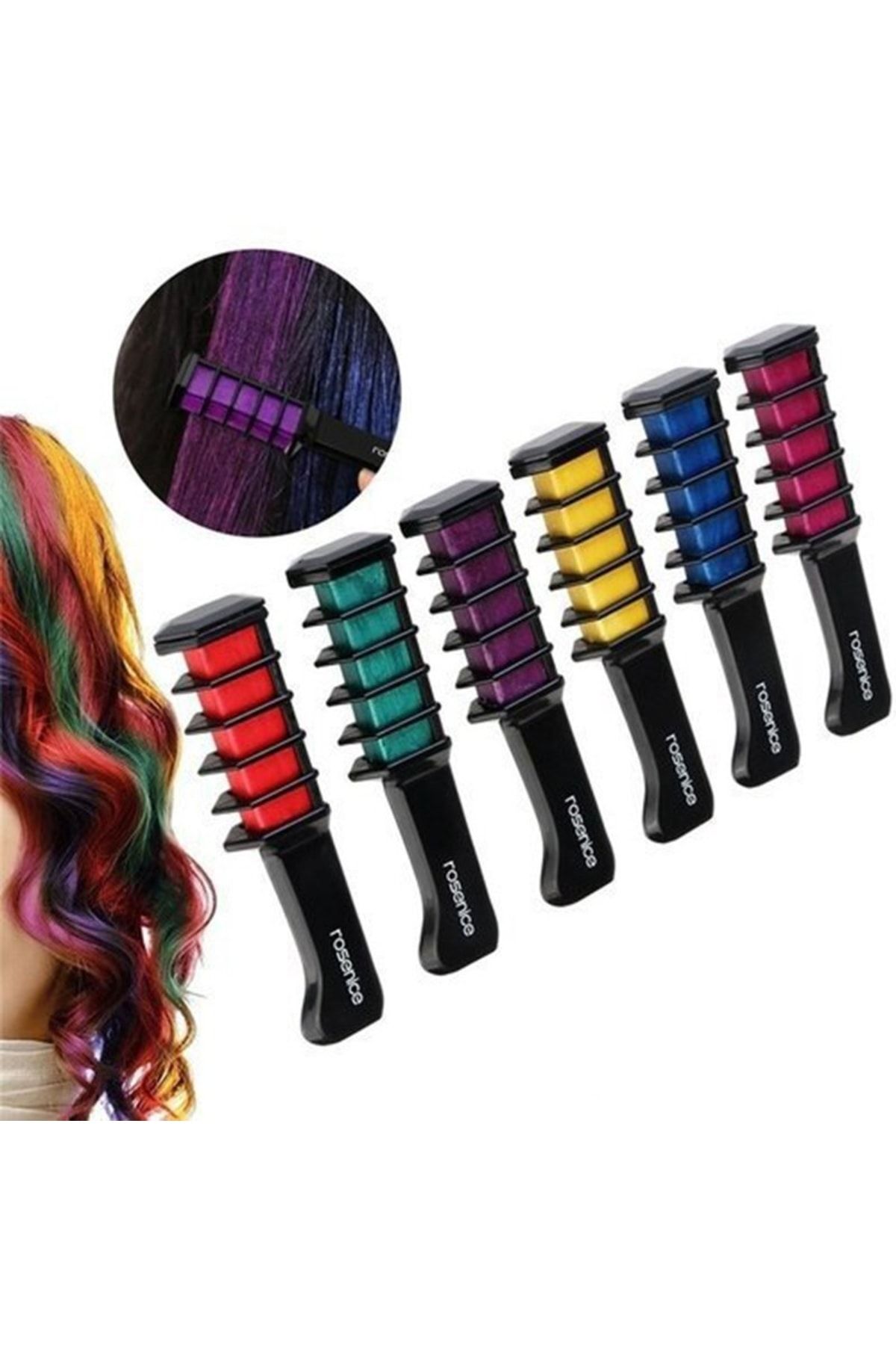 pazariz Rengarenk Saç Boyama Tebeşiri - Mini Taraklı Konsept Saç Boyama Seti Hair Chalk