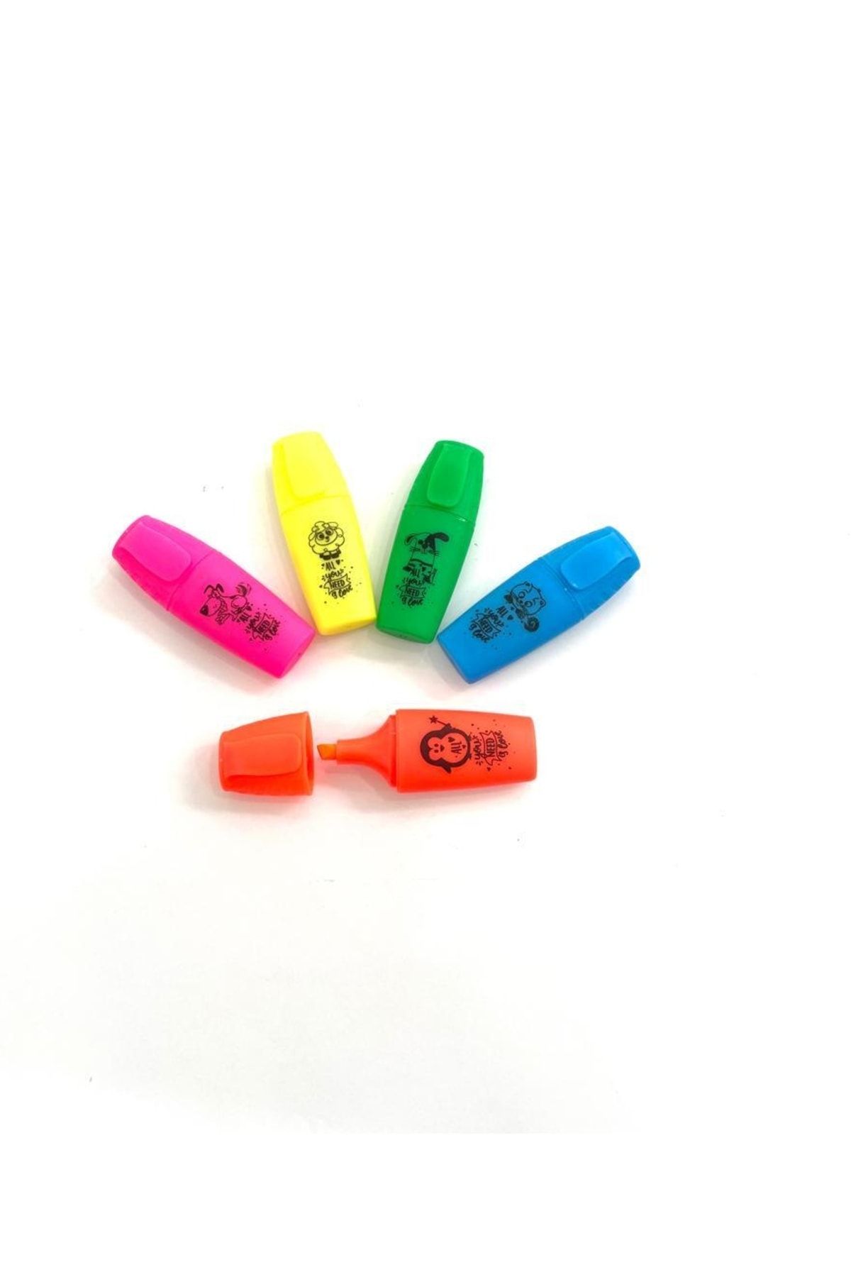Timon Pıano Mini Fosforlu Kalem Neon Renk 5 'li Set