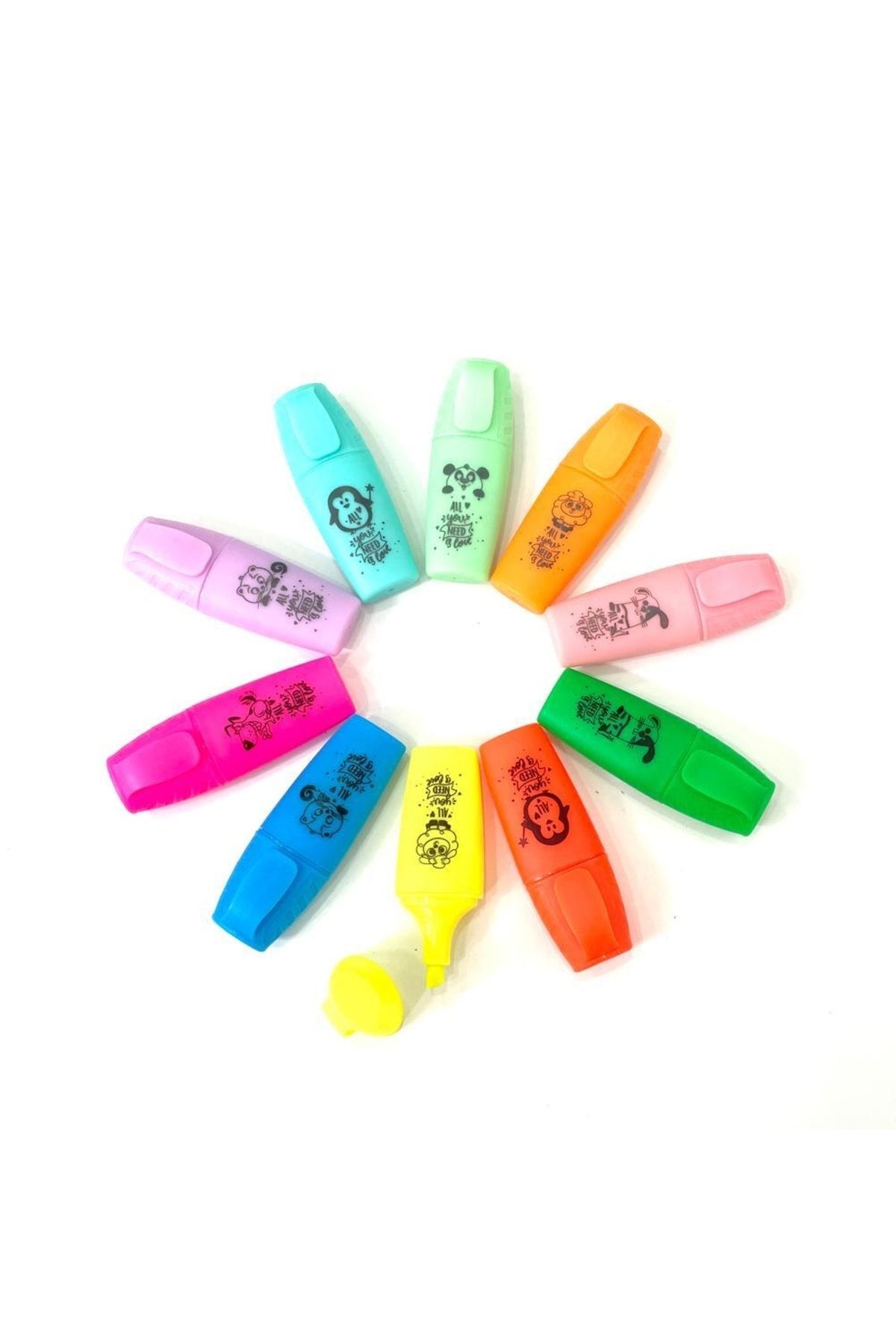 Timon Pıano Mini Fosforlu Kalem Neon Ve Pastel Renkler 10 'lu Set