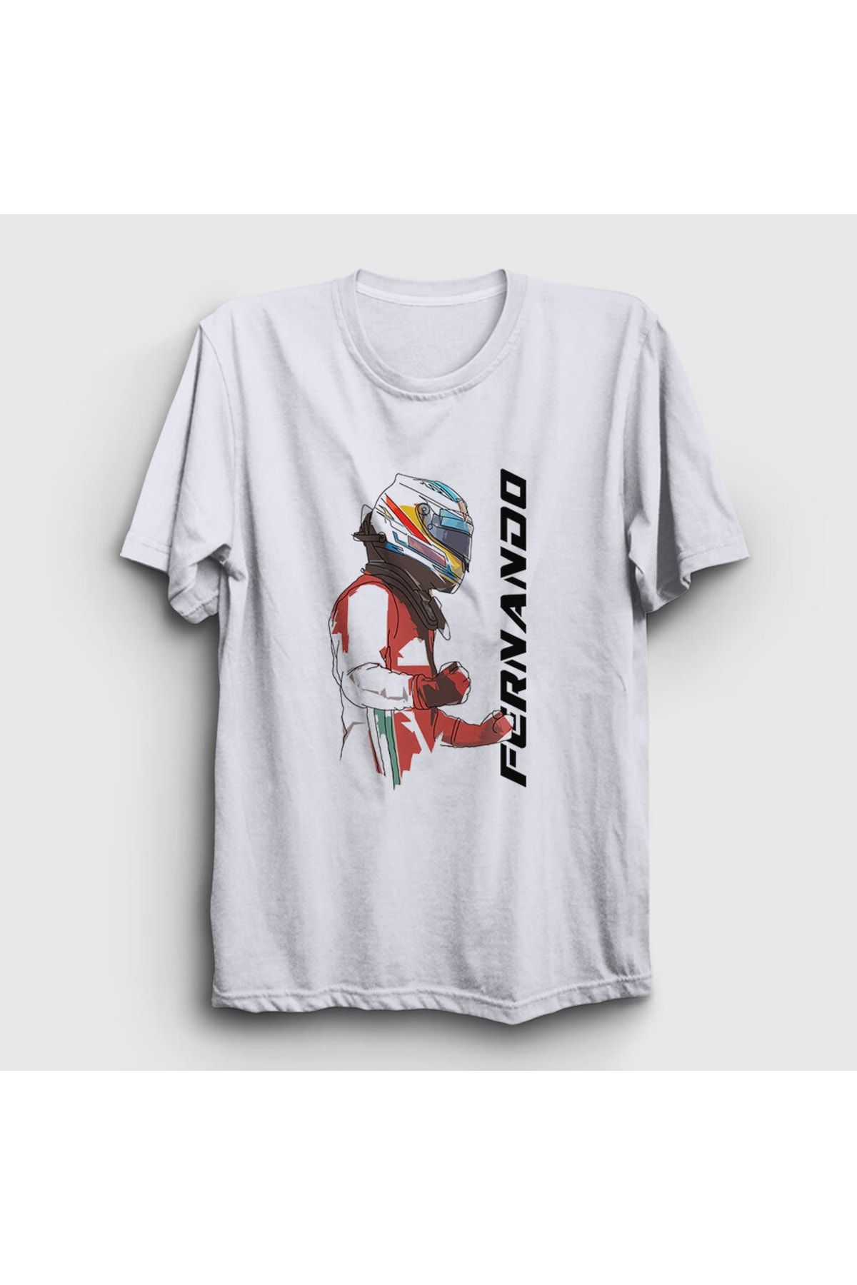 Presmono Unisex Beyaz Fernando Alonso Formula 1 F1 T-shirt 349500tt