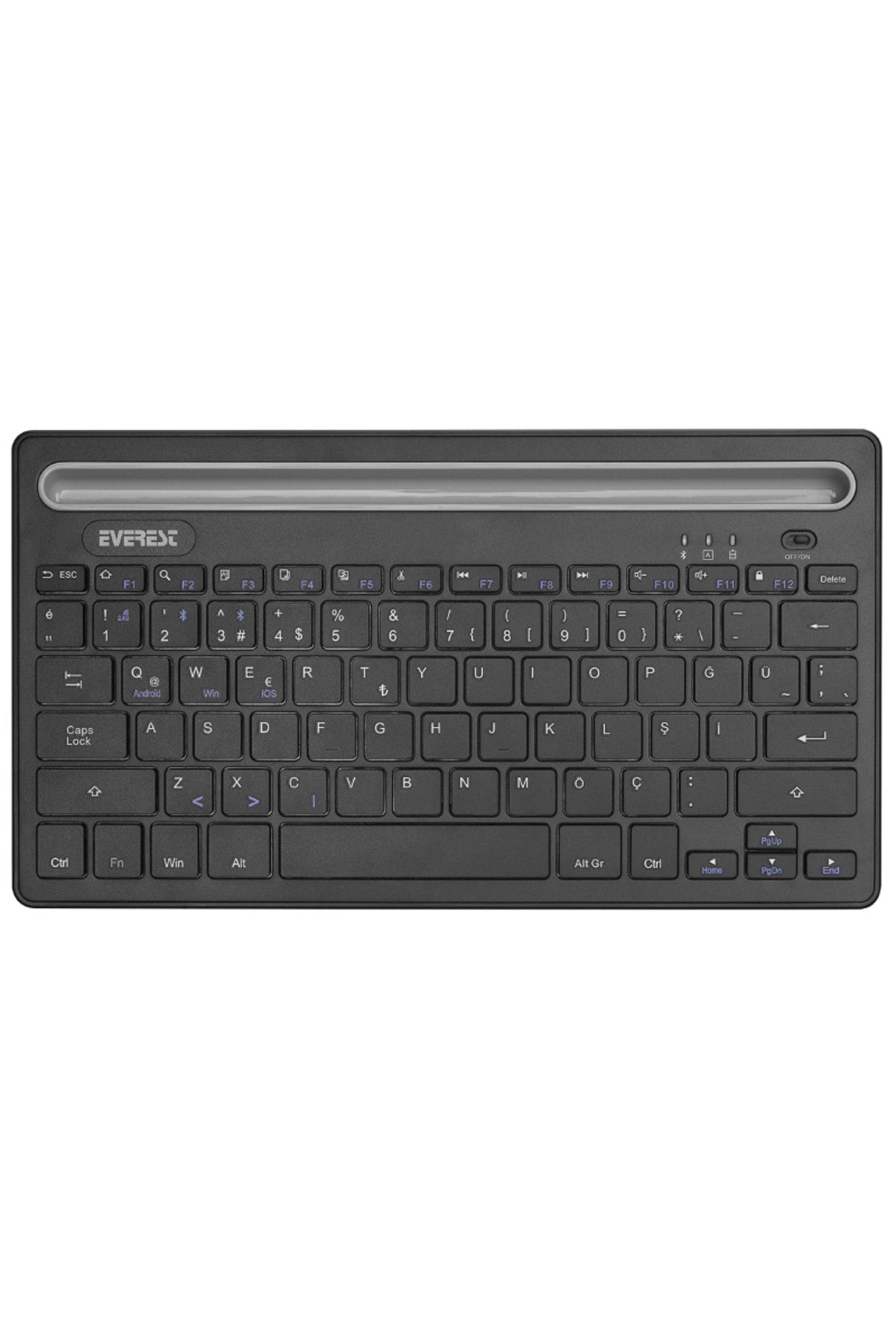Everest Kb-bt82 Siyah Bluetooth Ultra Ince+şarjlı Mac/win/android/ıos Uyumlu Tablet Standlı Kablosuz Klavye