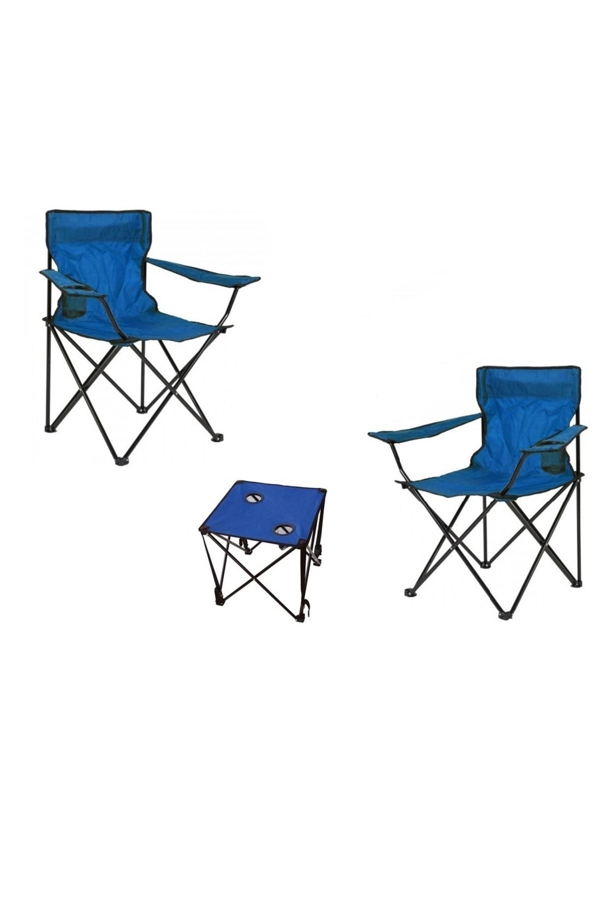 Depolife Çantalı Katlanır Kamp Piknik Koltuğu Masa Seti Bahçe Plaj Masalı Sandalye Takımı Bardaklı Askılı Set
