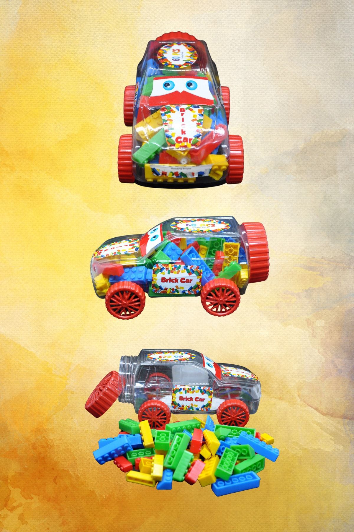 Dekozoni Araba Lego Seti & Zeka Renk Algı Gelişimi Eğitici Oyuncak & Pet Araba Ve Saklama Kabı