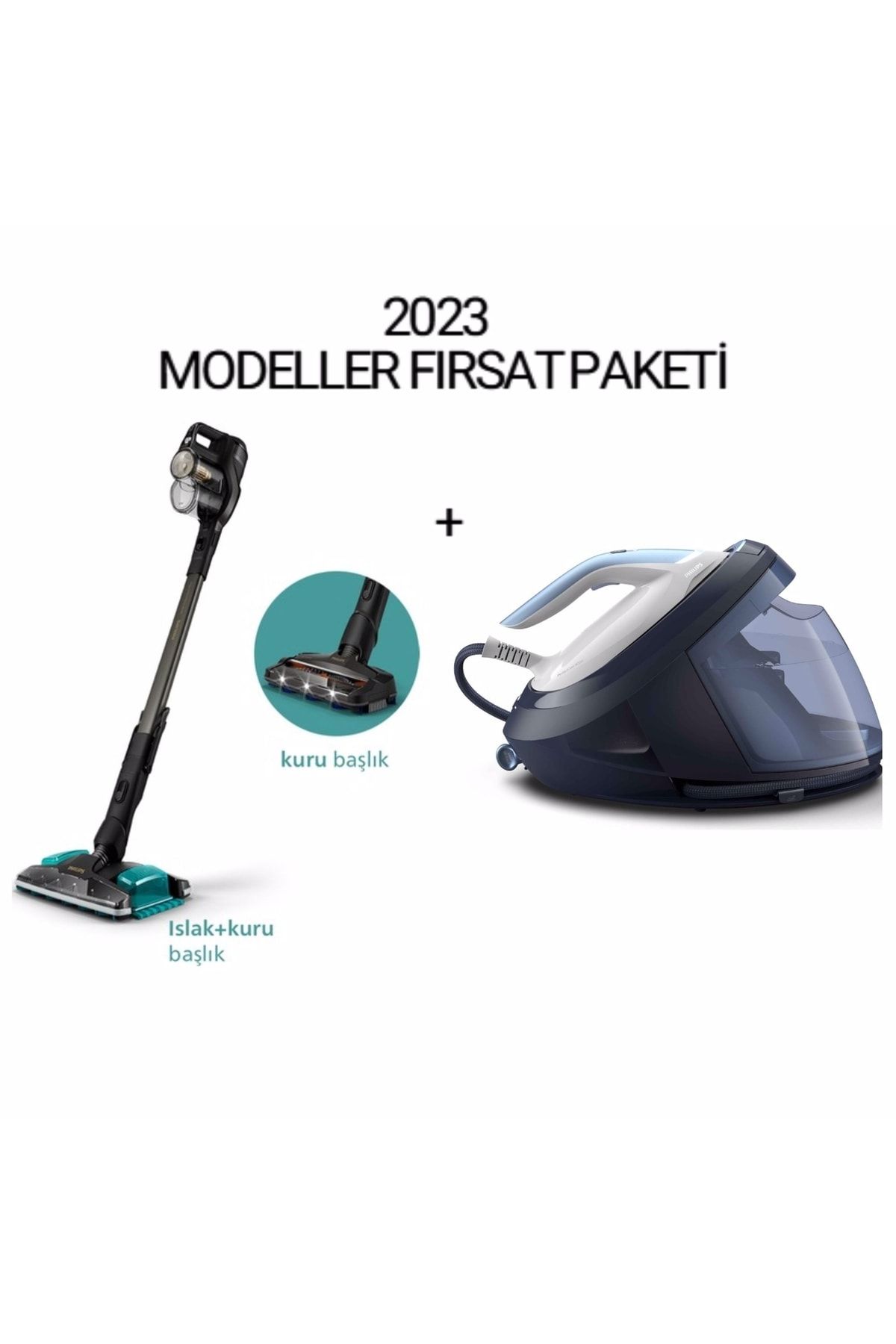 Philips Aqua Plus Kablosuz Elektrikli Süpürge + Perfectcare 8000 Serisi Buhar Kazanlı Ütü