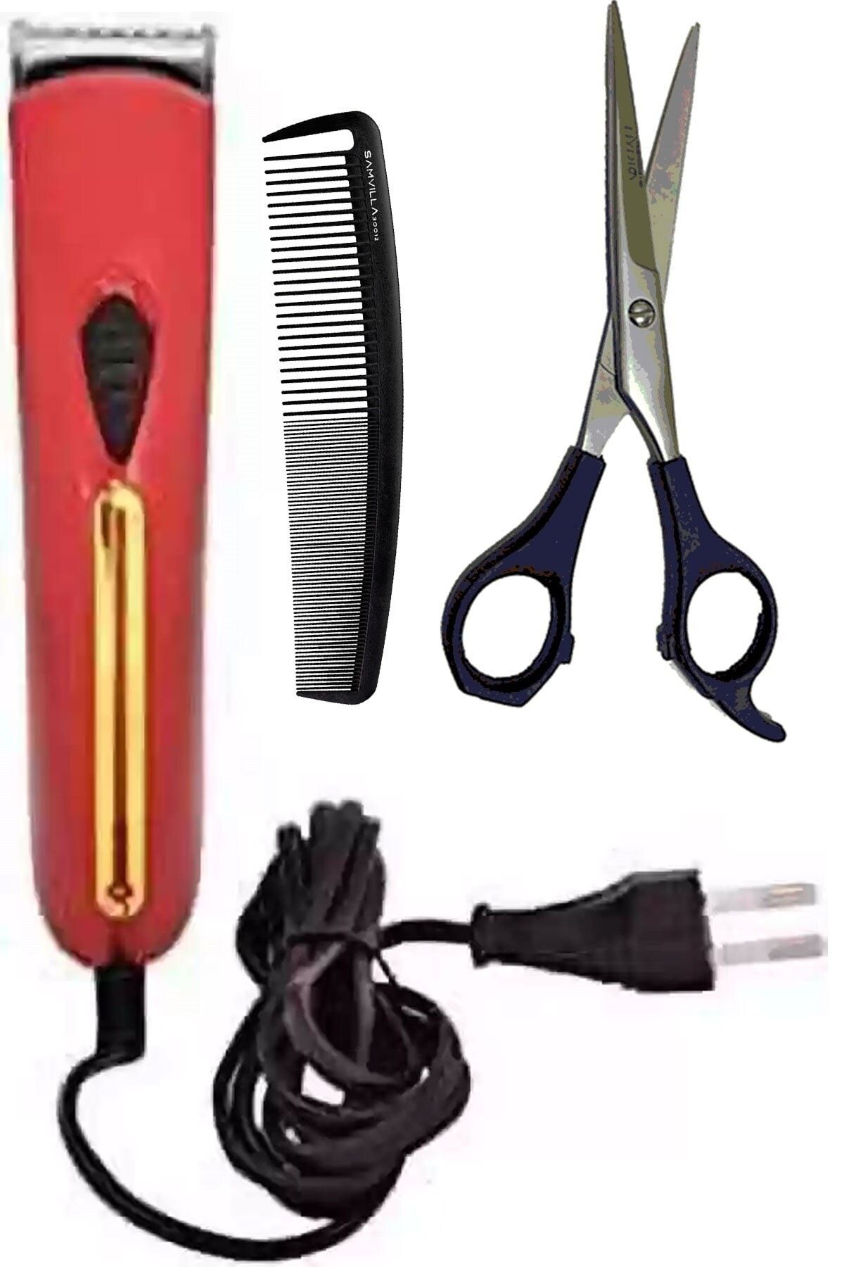 pazariz Tam Takım Saç Kesme Tıraş Makinesi, Elektrikli Saç Tıraş Makinesi Şarjlı Değildir Kırmızı