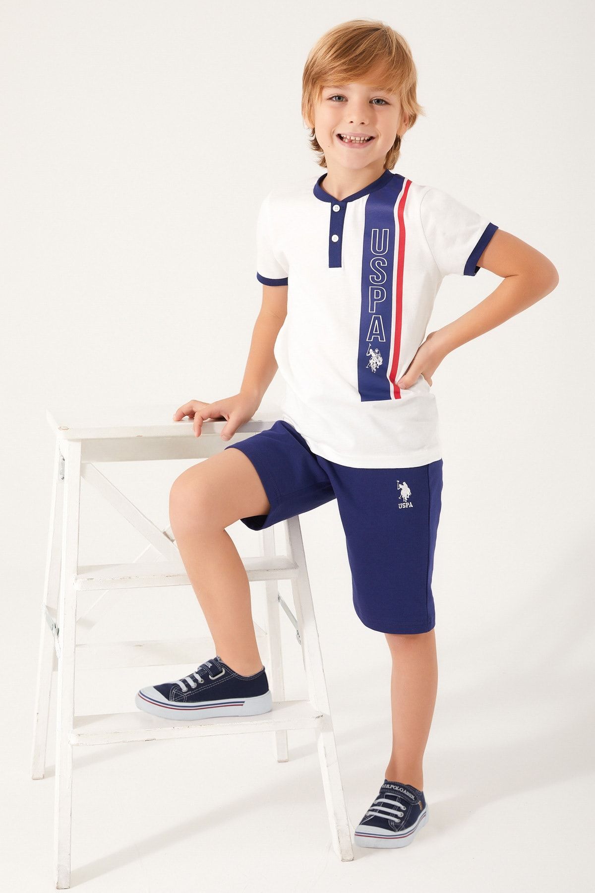 U.S. Polo Assn. Erkek Çocuk Lisanslı Uspa % 100 Pamuk T-shirt-şort Takım