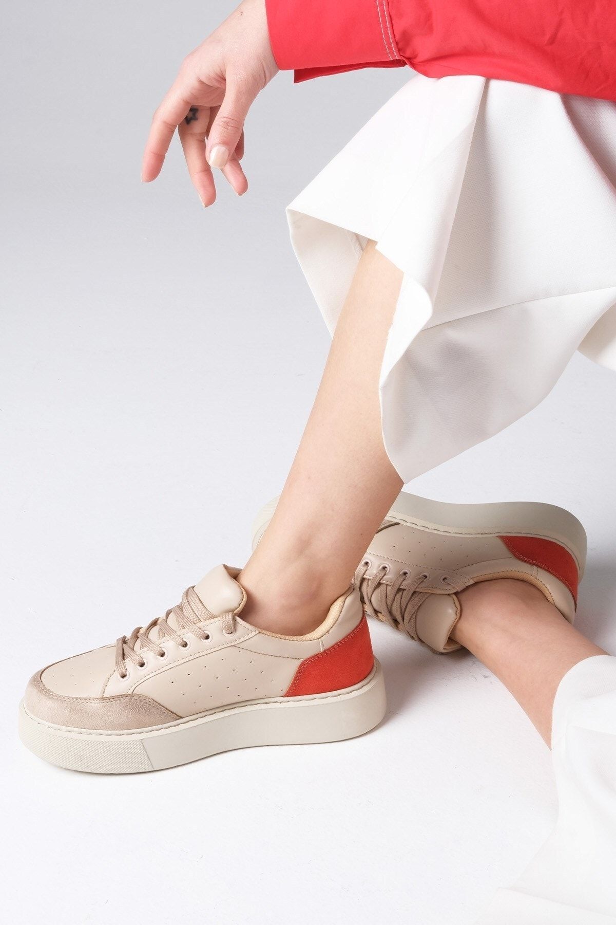 Mio Gusto Nikki Bej Renk Kadın Günlük Spor Ayakkabı Sneaker