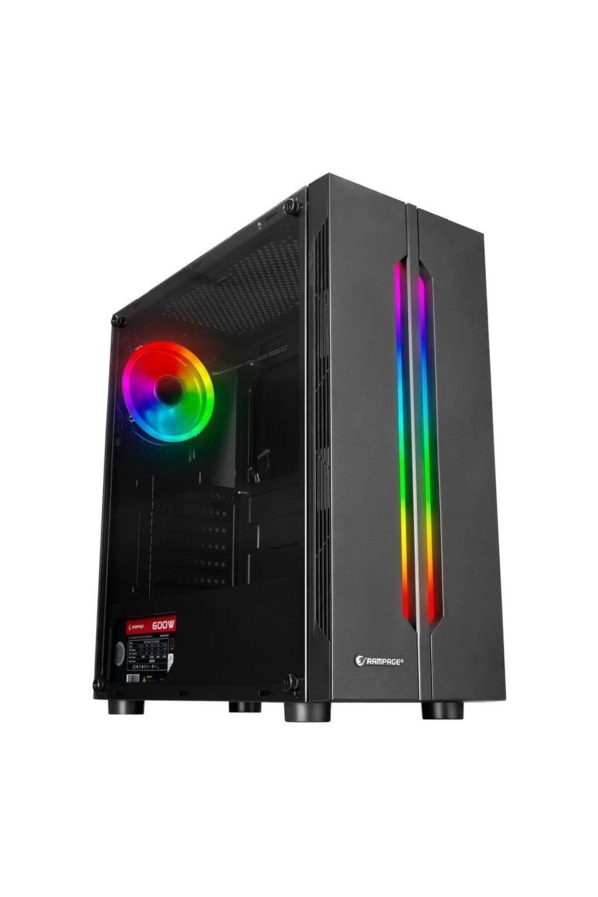 Rampage Spectra Tempered Glass 600w 80plus Rainbow Fan Ve Ledli 1*usb 3.0 2* Usb 2.0 Gaming Kasa