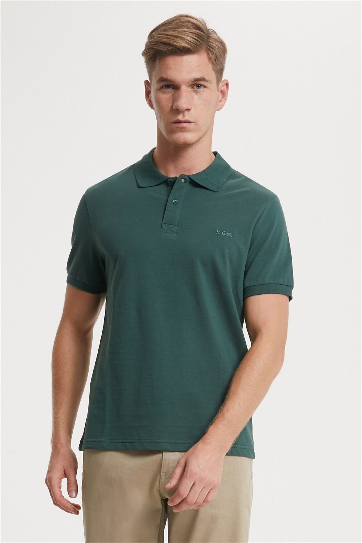 Lee Cooper Twins Erkek Polo Yaka T-shirt Koyu Yeşil