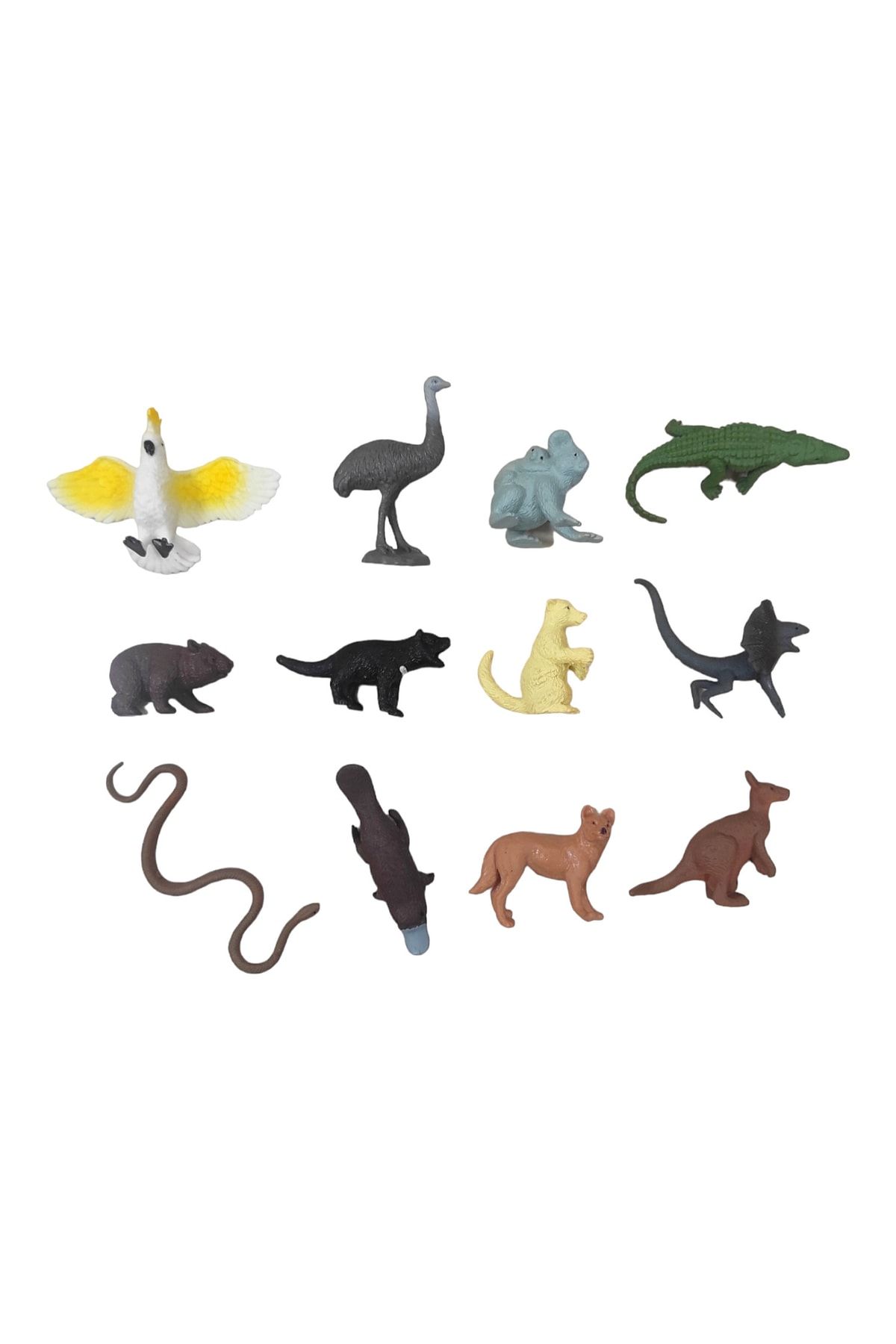 Brother Toys Özel 12'li Mini Egzotik Hayvan Seti Papağan, Ornitorenk, Timsah, Kanguru, Deve Kuşu, Kunduz, Lemur