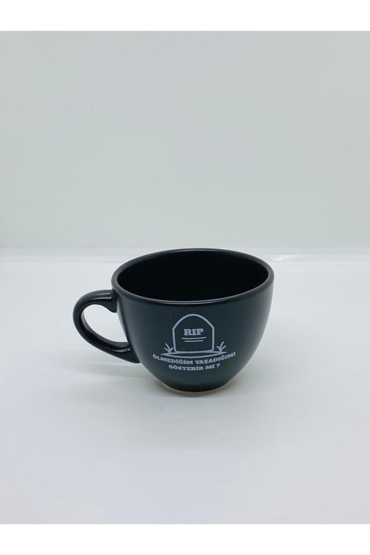 Retina Shop Rip Ölmediğim Yaşadığımı Gösterir Mi Mat Siyah Çay Fincanı