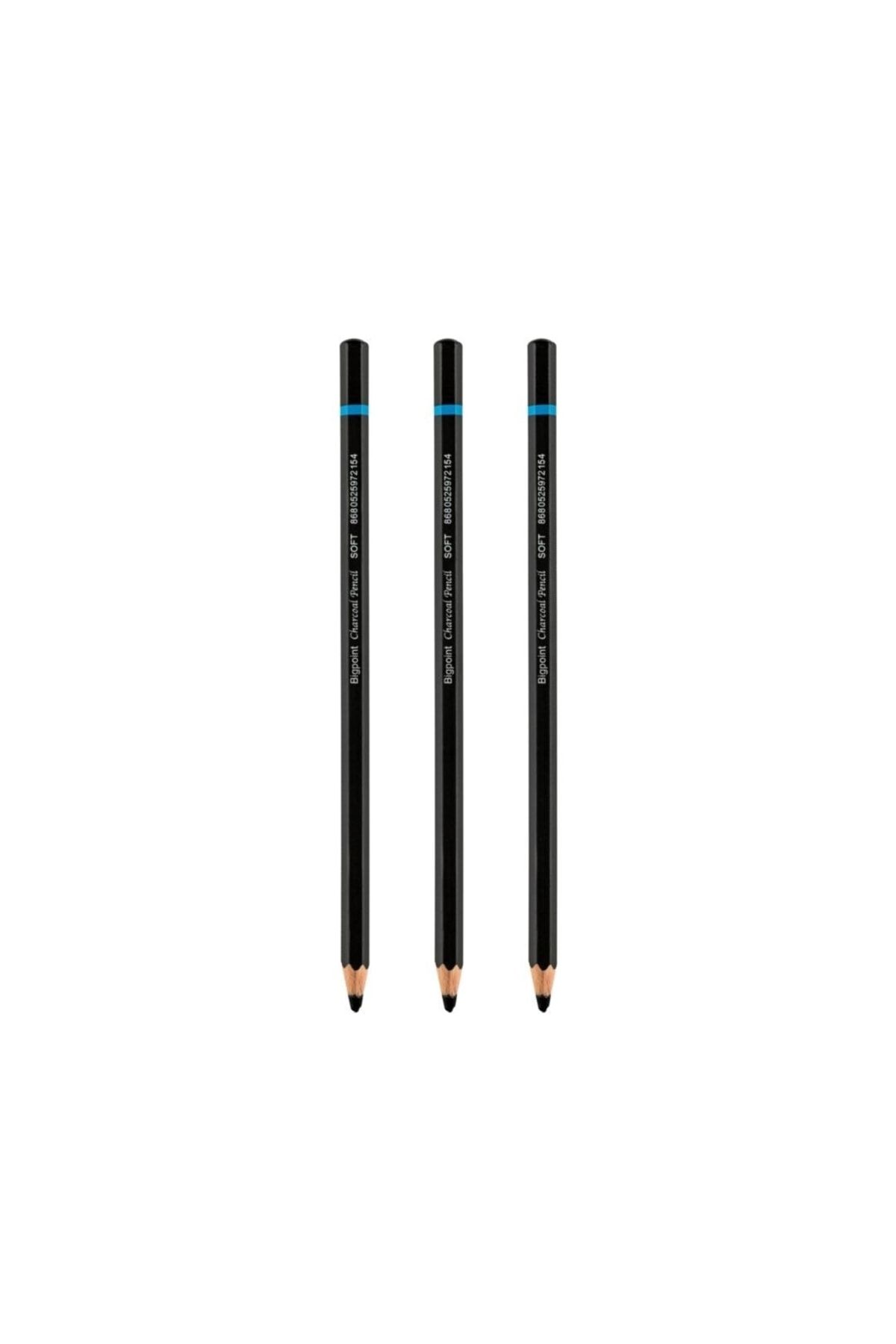 Bigpoint Charcoal Pencil Kömür Kalemi (7.2mm X 175mm) 3'lü Soft Set