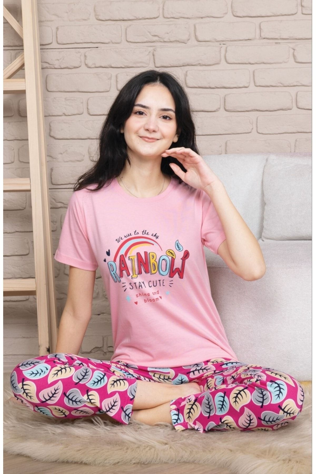 Pyjama Familya Genç Kız Çocuk Figürlü Kısa Kollu Pijama Takımı
