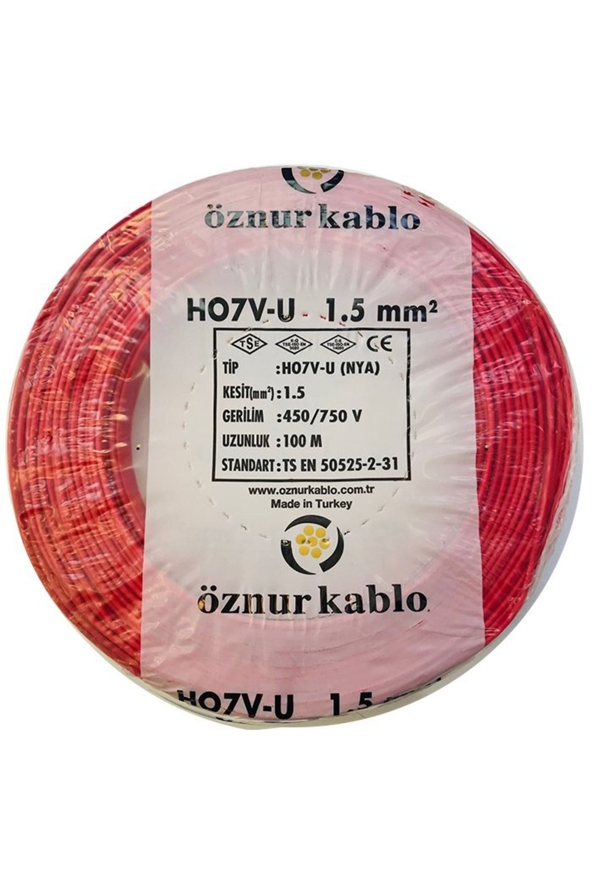 ÖZNUR 1,5 Mm Nya Kablo - 100 Metre Kırmızı