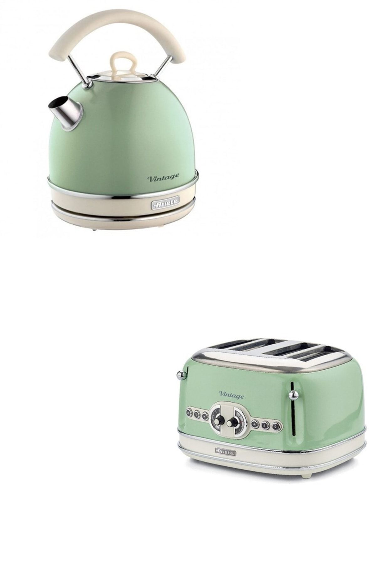 ARİETE Vintage Kettle Ve Iki Hazneli Ekmek Kızartma Makinesi Yeşil