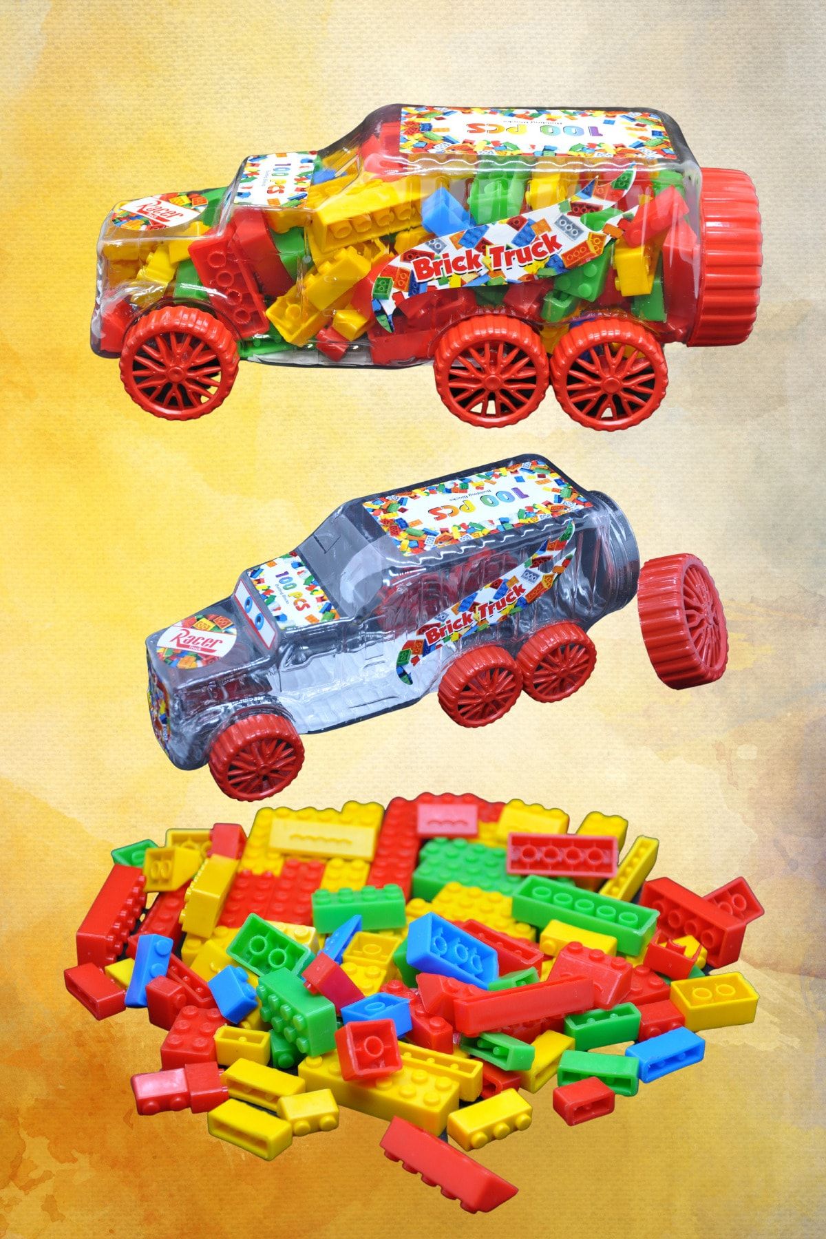 Dekozoni Kamyon Lego Seti & Zeka Renk Algı Gelişimi Eğitici Oyuncak & Pet Kamyon Ve Saklama Kabı