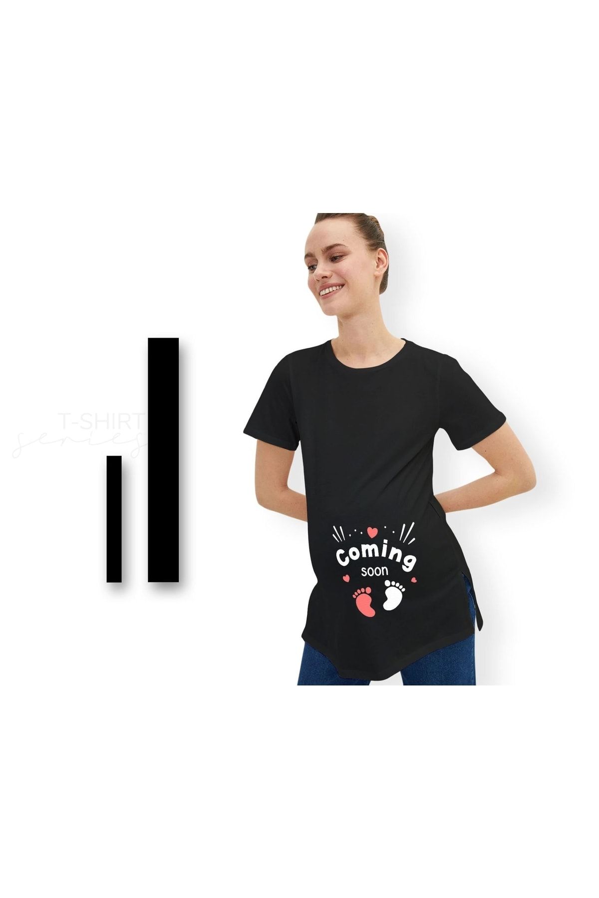 Bk Gift Espri Tasarımlı Siyah Hamile Tişörtü, Hamileye Hediye, Yeni Anne Hediyesi, Arkadaşa Hediye-1