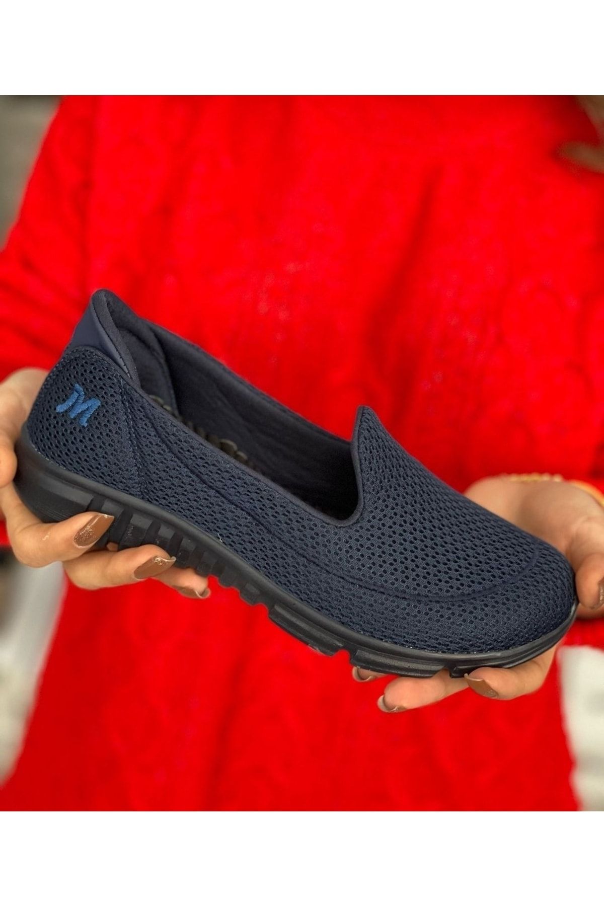 Afilli Kadın Lacivert Casual Günlük Spor Ayakkabı Anne Bağcıksız Rahat Hafif Memory