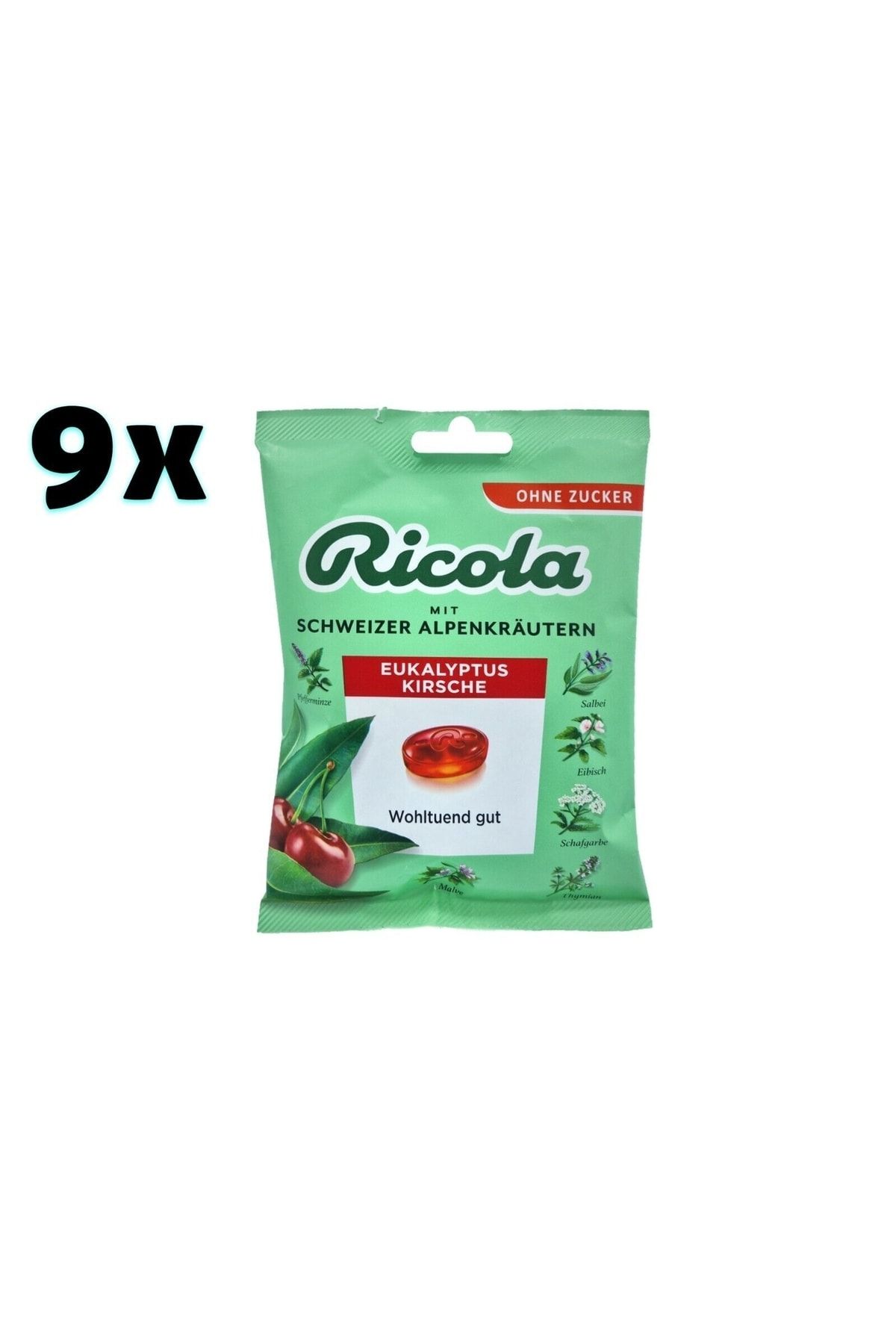 Nestle Ricola Bonbon, Okaliptüs Kirazı, Şekersiz, 75 Gr