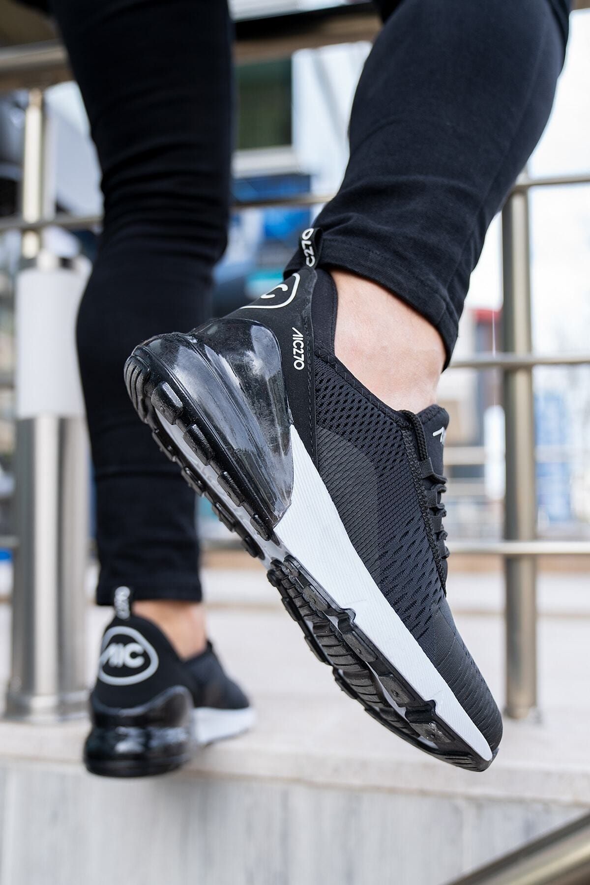 Bartrobel Unisex Günlük Yürüyüş Sneaker Siyah Beyaz Air File Spor Ayakkabı