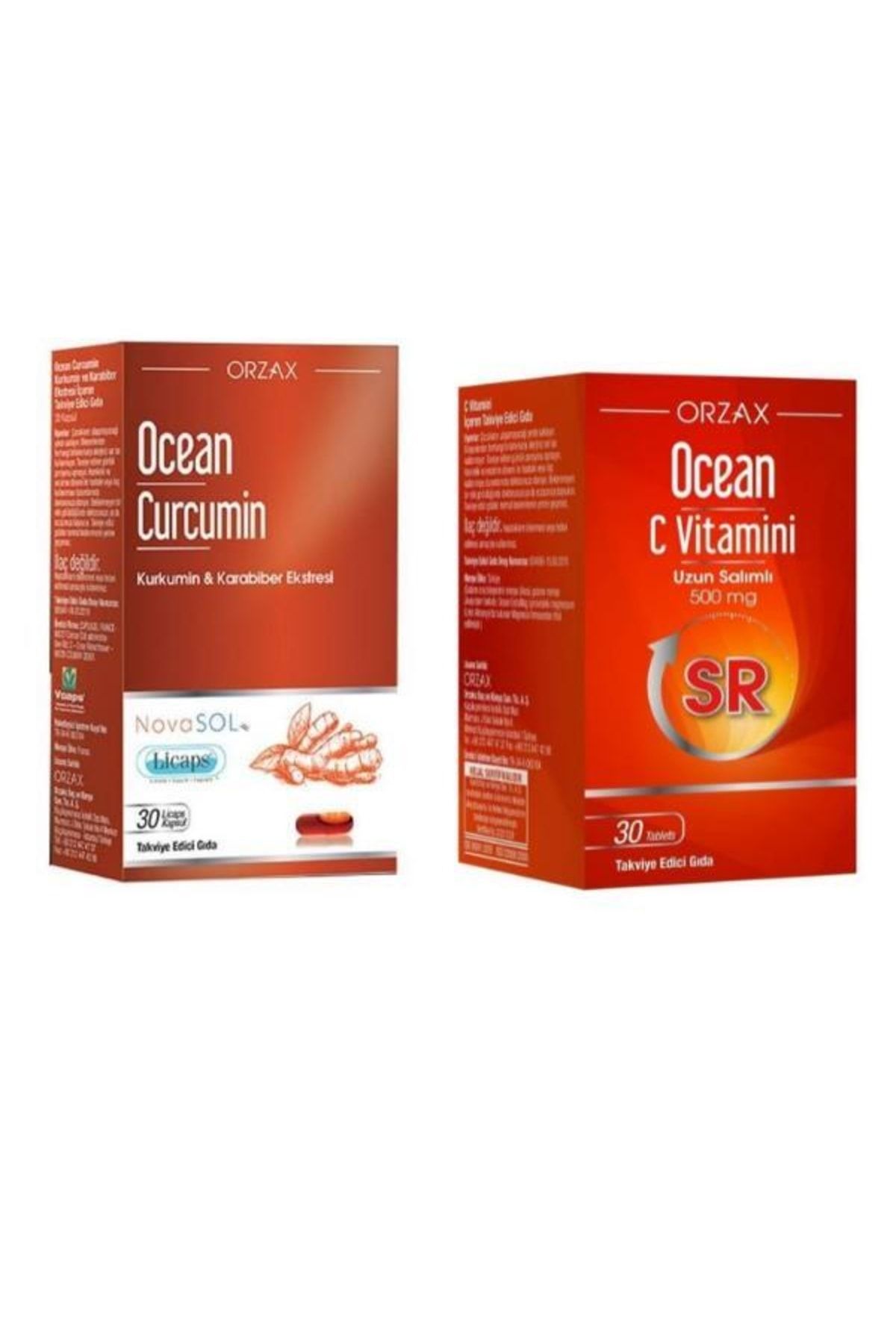 Ocean Curcumin 30 Kapsül + Vitamin C-sr 500 Mg 30 Tablet Ikili Set